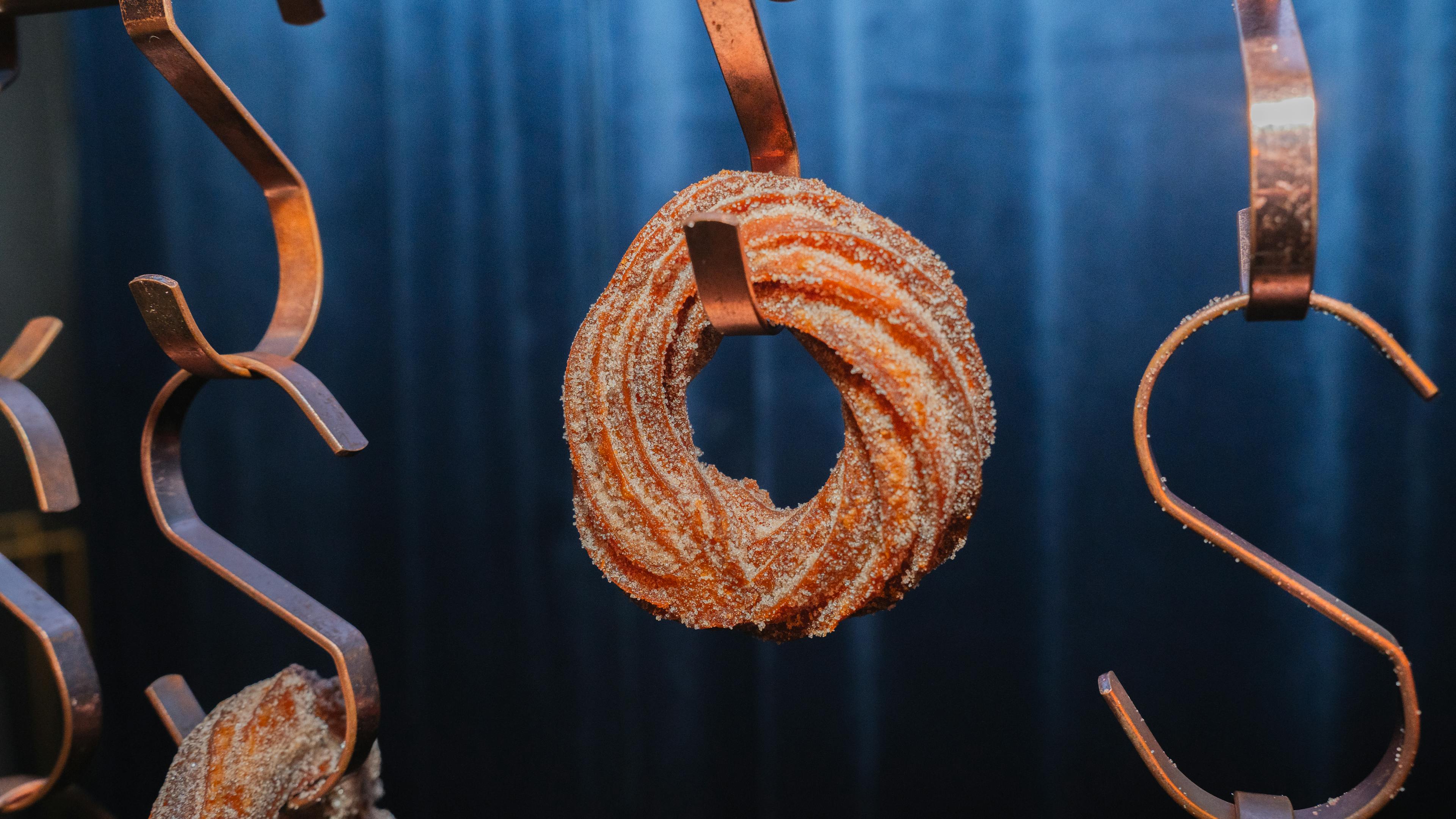 Fresh churros hanging at event
