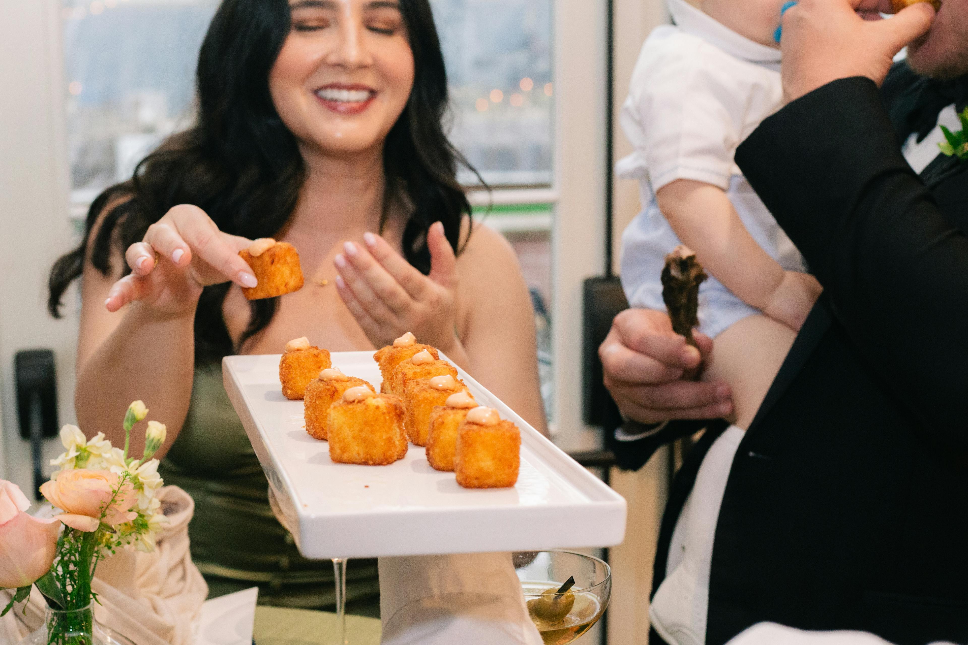 Set out appetizers with guest