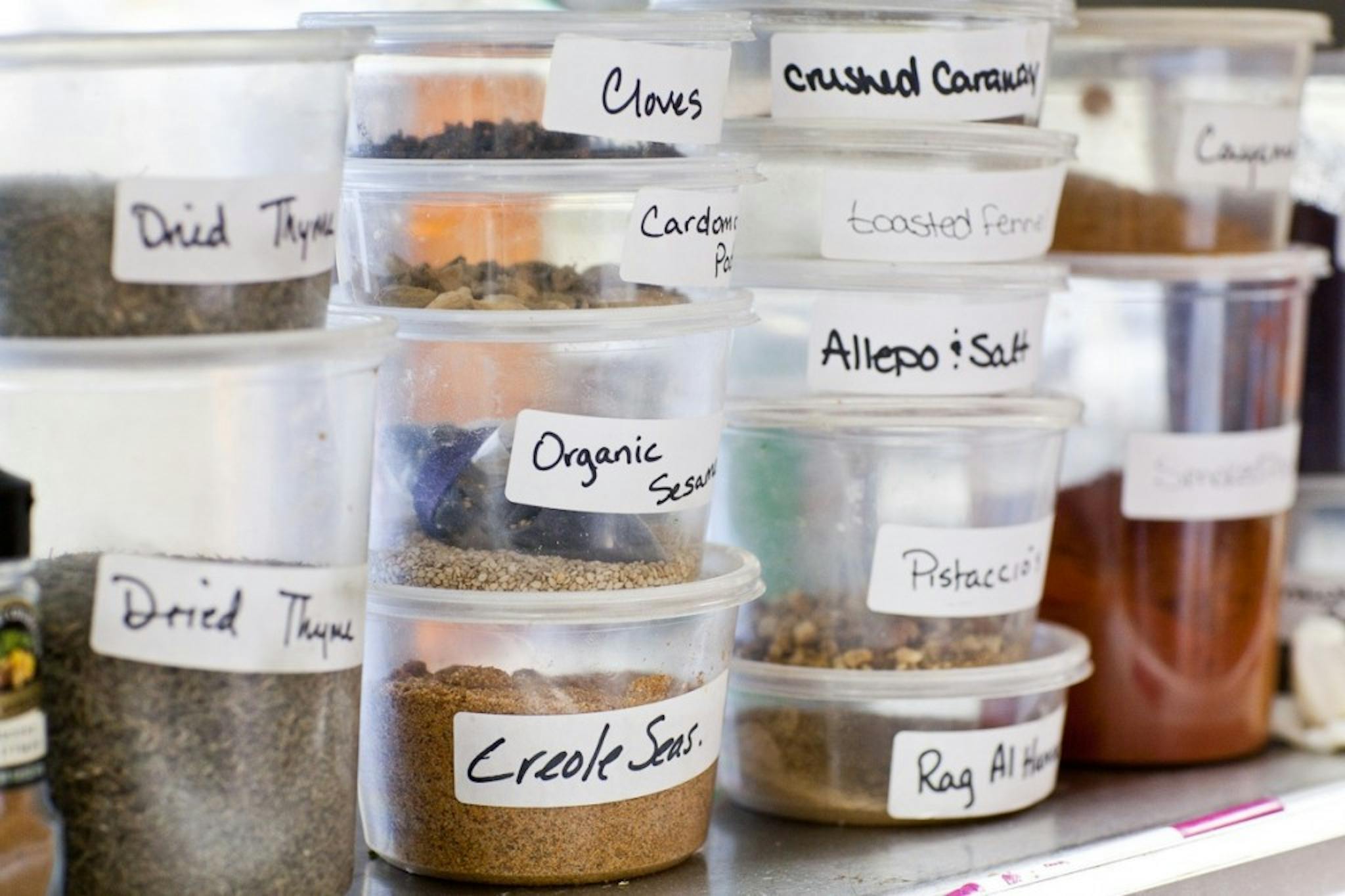 Containers of spices