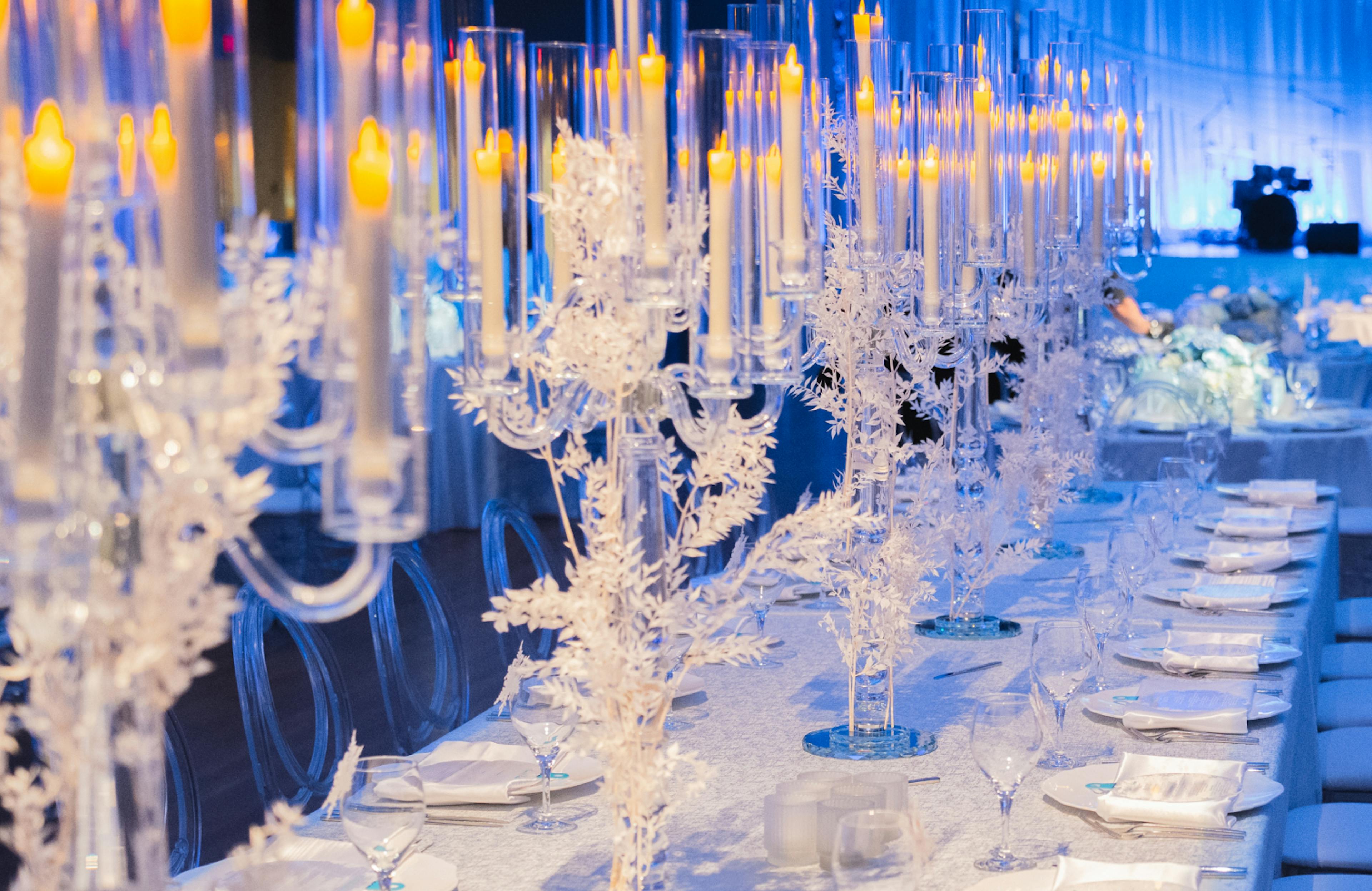 Table setup at Music Hall