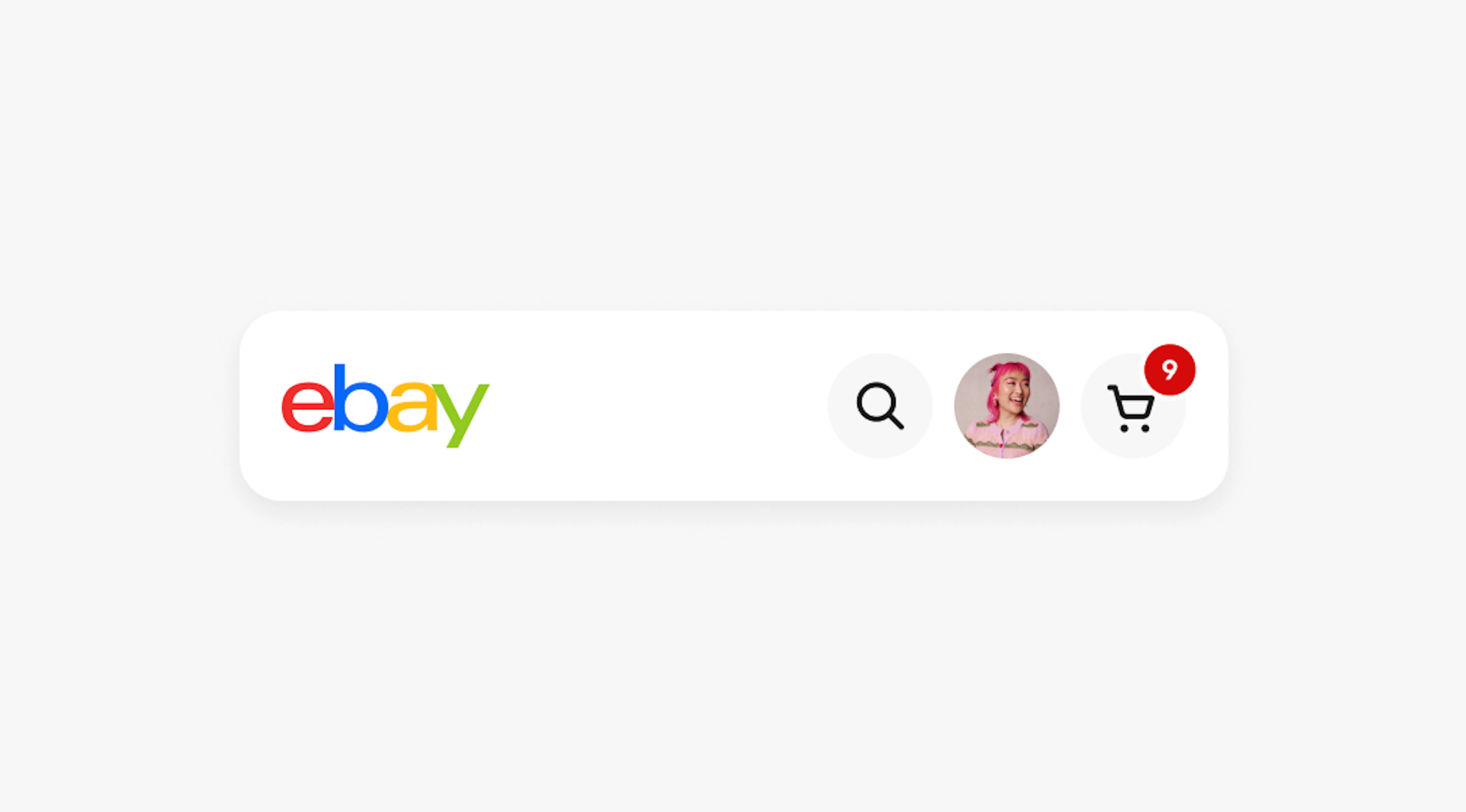 A navigation bar with a cart icon button containing a badge.