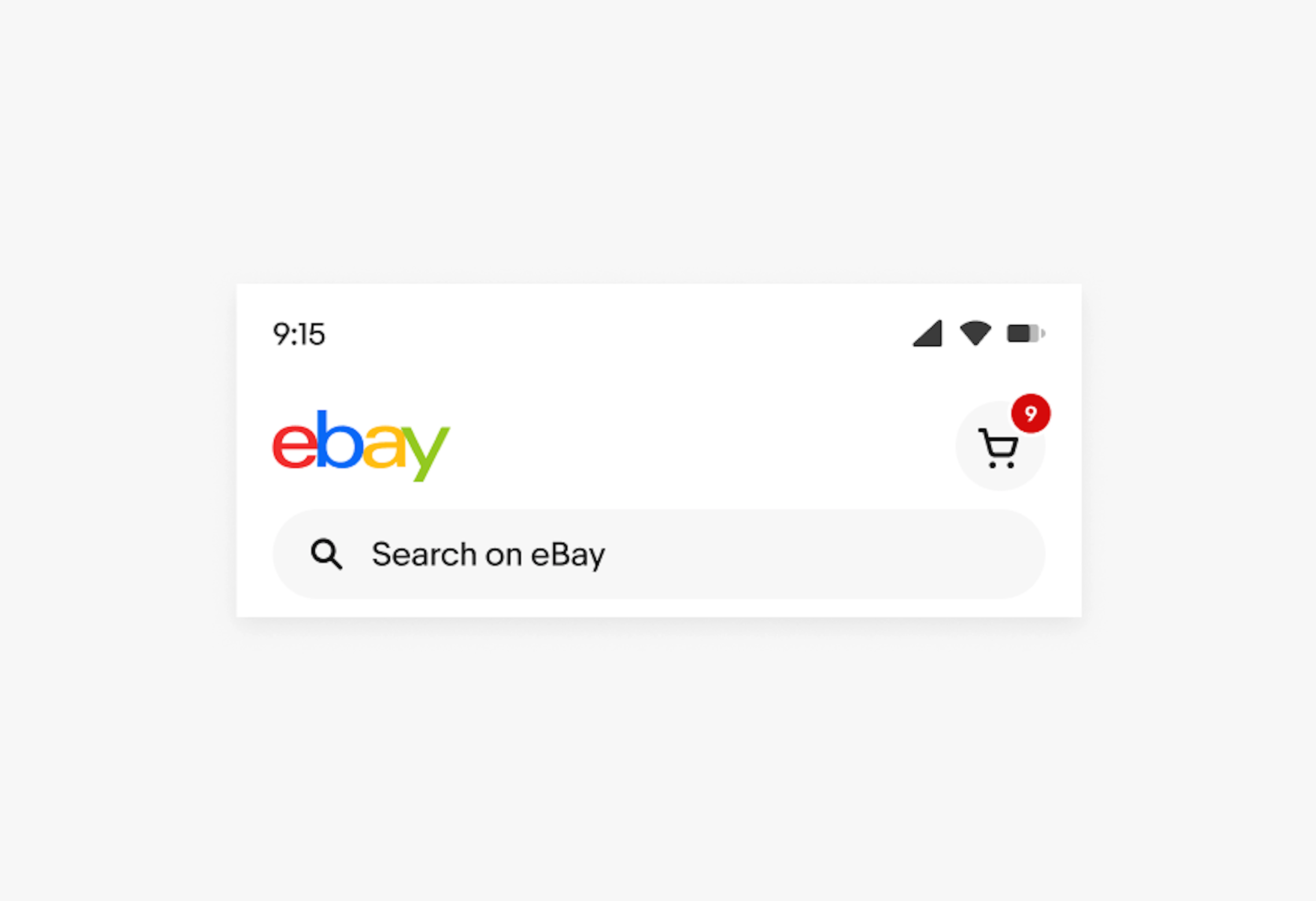 A mobile navigation with an icon button in the top right with a badge.