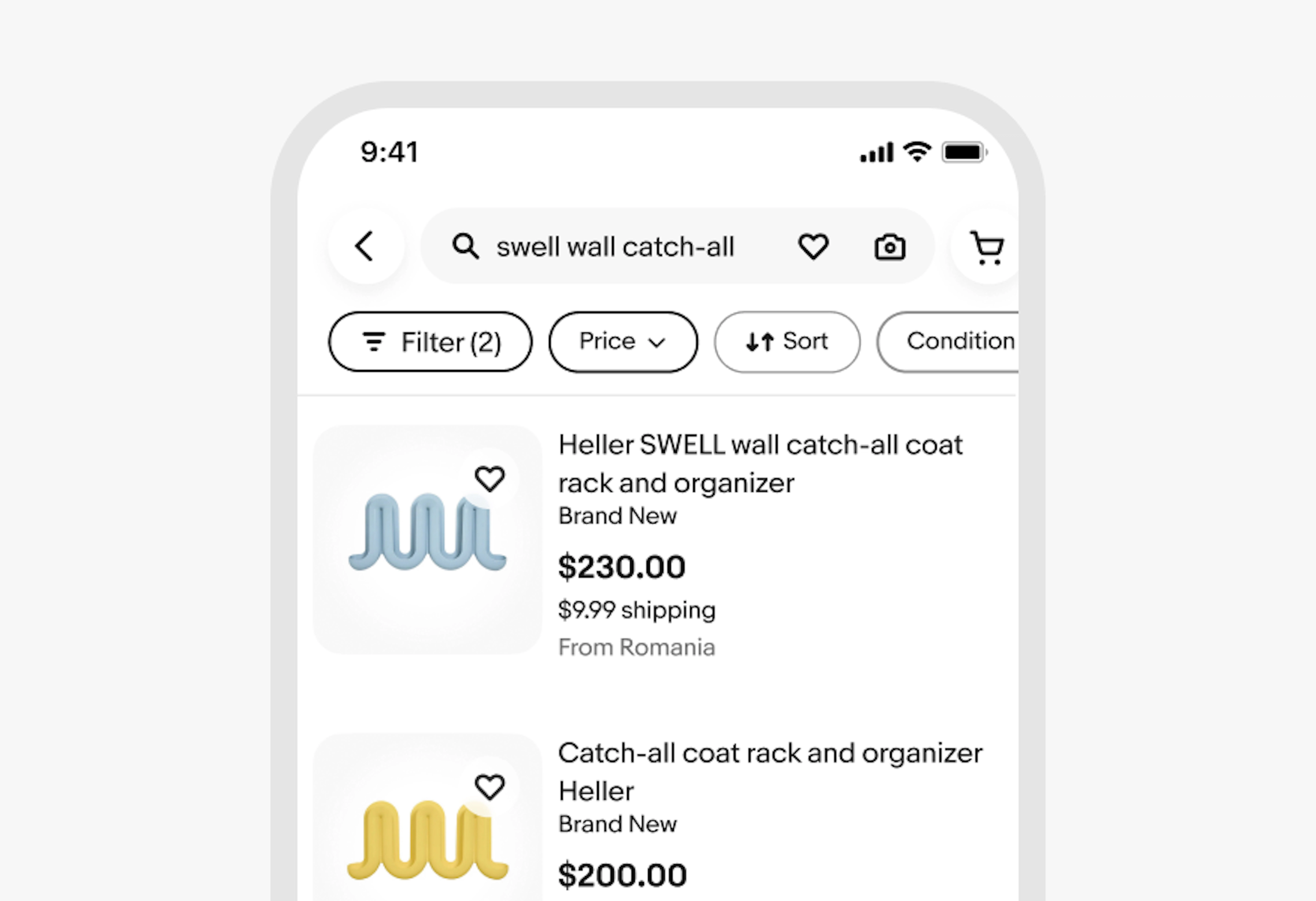 Mobile search results screen with a filter bar where the selected Price chip has moved to the front of the row, appearing immediately after Filters (2) and pushing Size and Color further right.