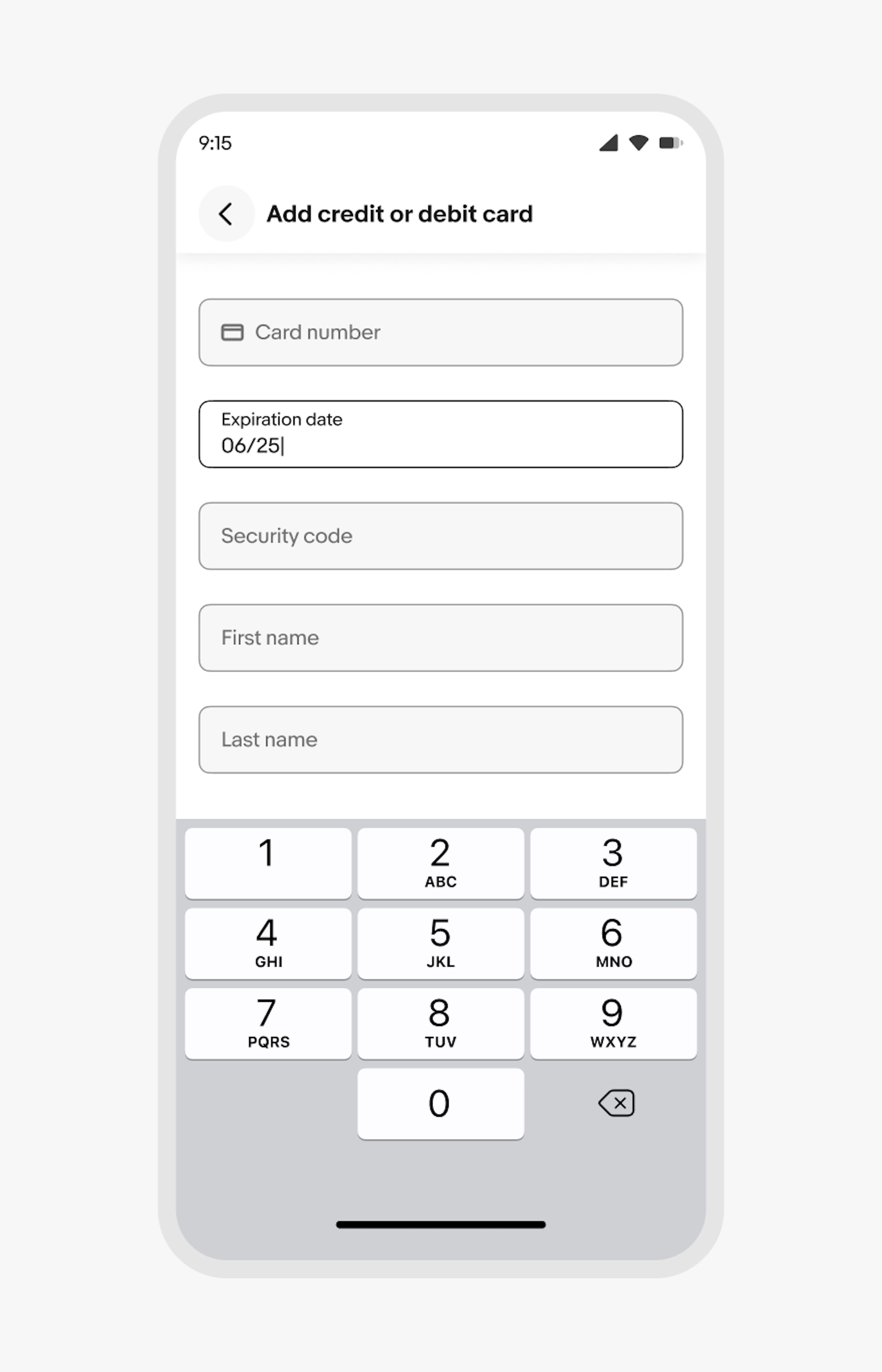 Simple date entry in a text input for a credit card expiration date.
