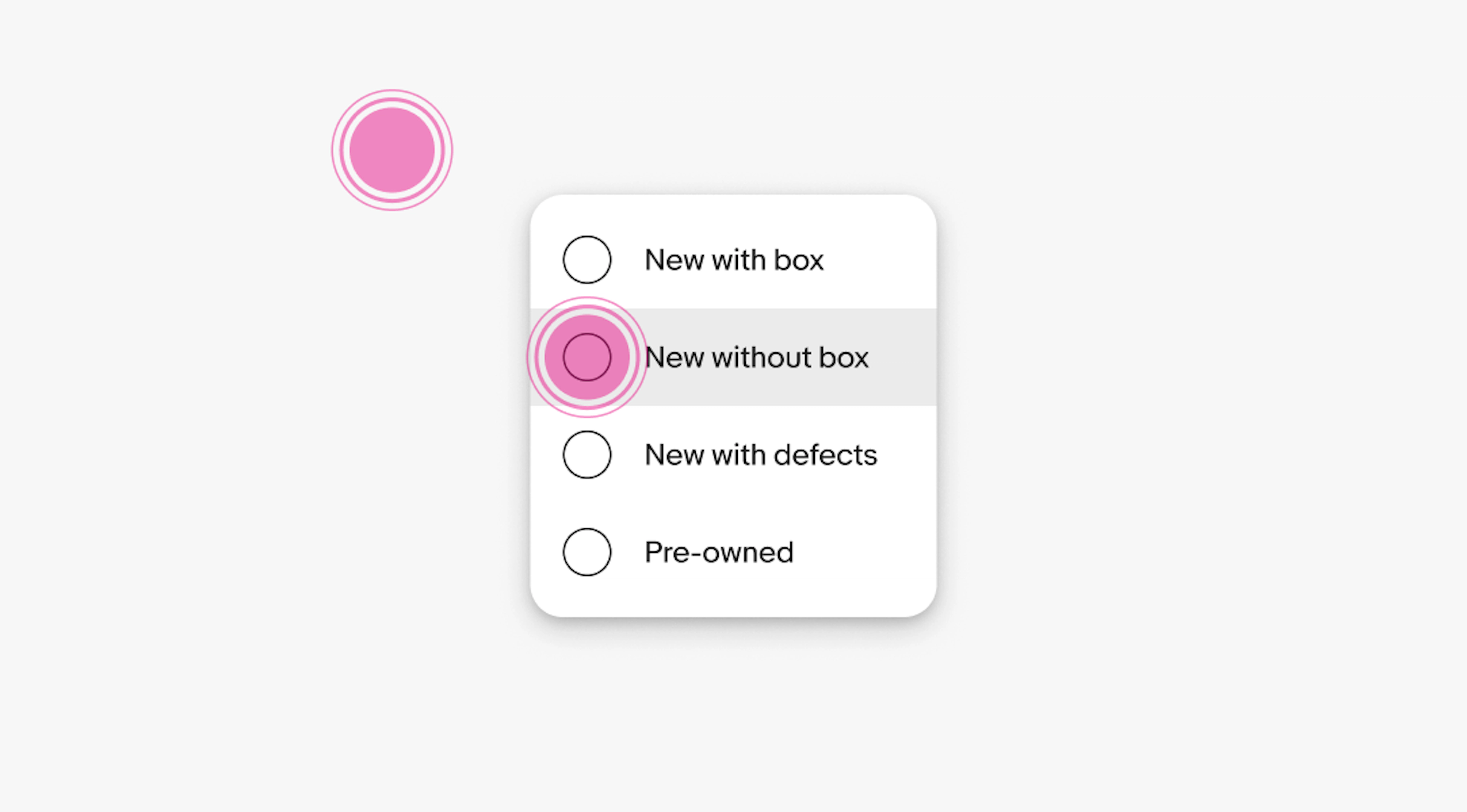 Menu interaction showing tap ripple on Remove from list and a second tap outside the menu to dismiss.