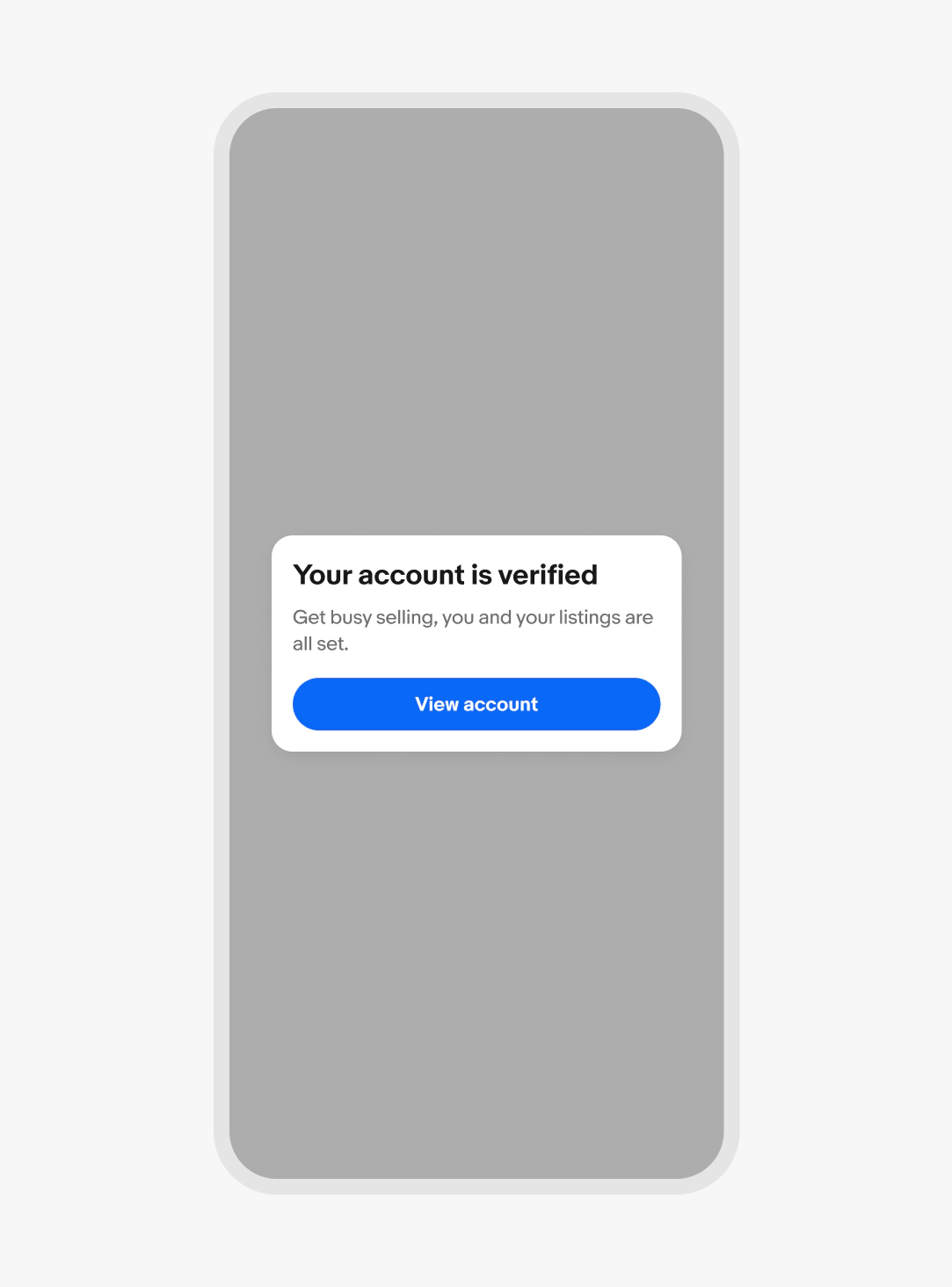 Alert dialog centered on small screen.