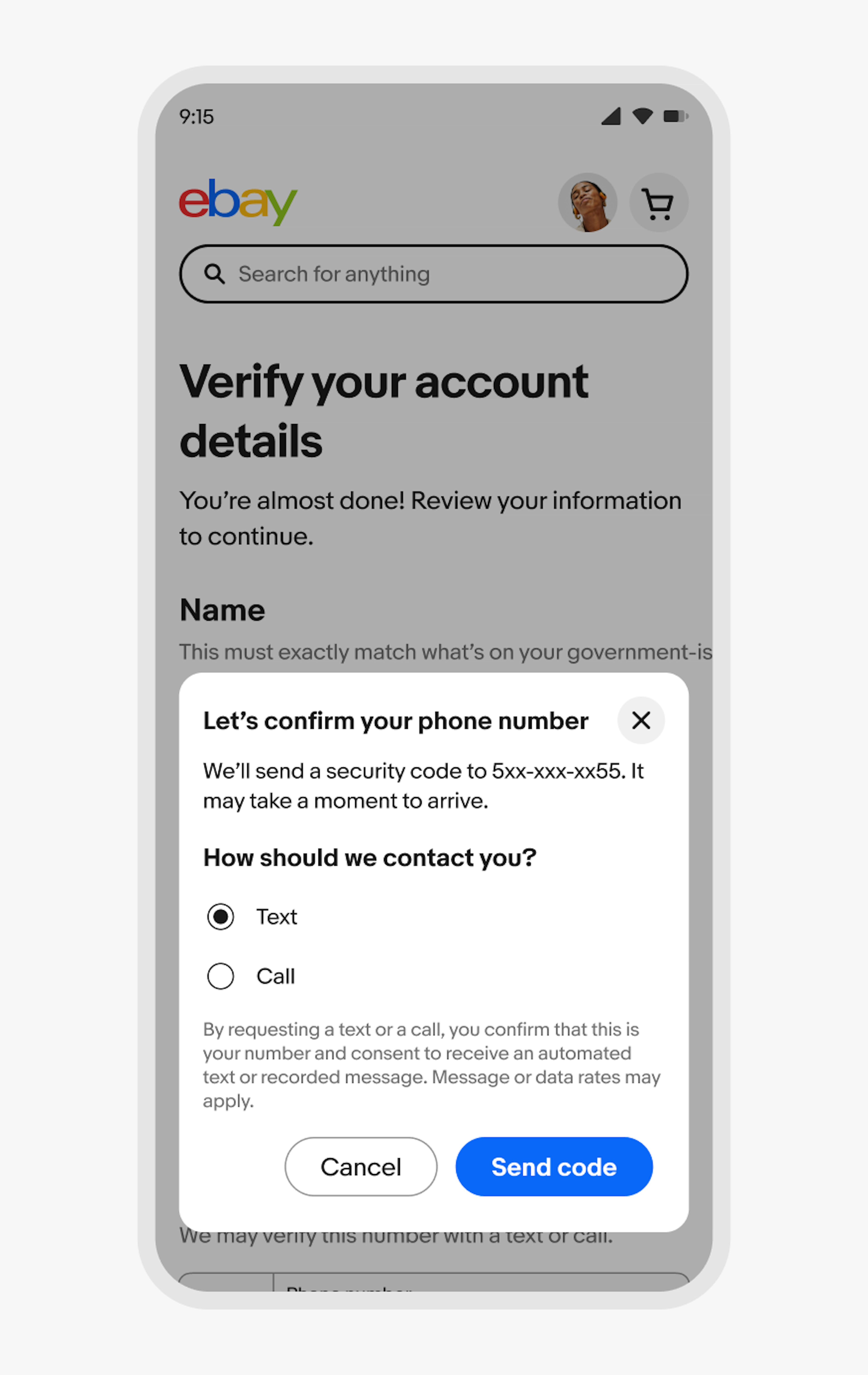 A standard dialog laying above the main page content with a scrim layer underneath. 