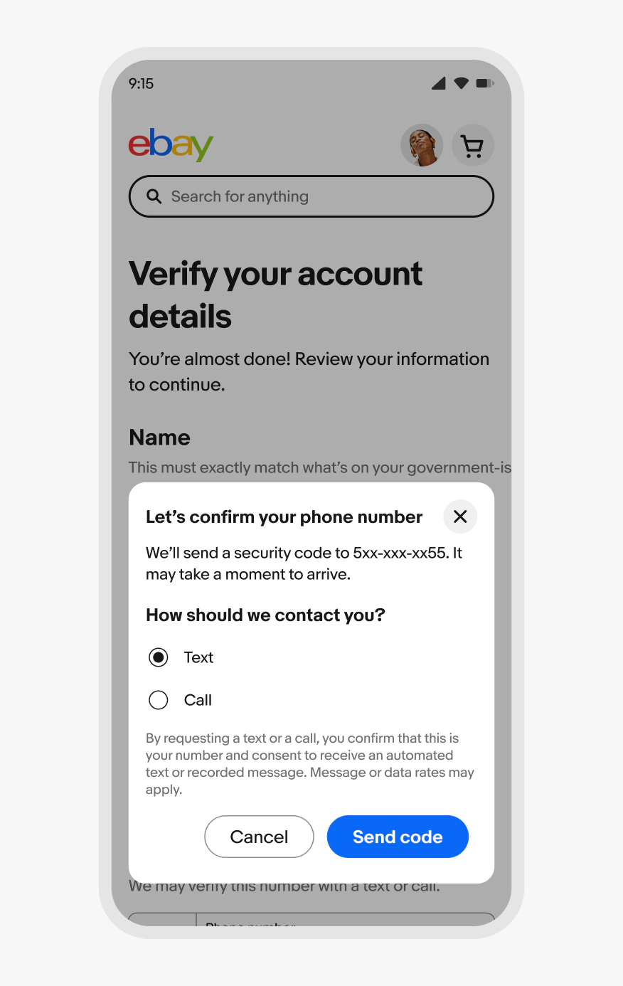 A standard dialog laying above the main page content with a scrim layer underneath.