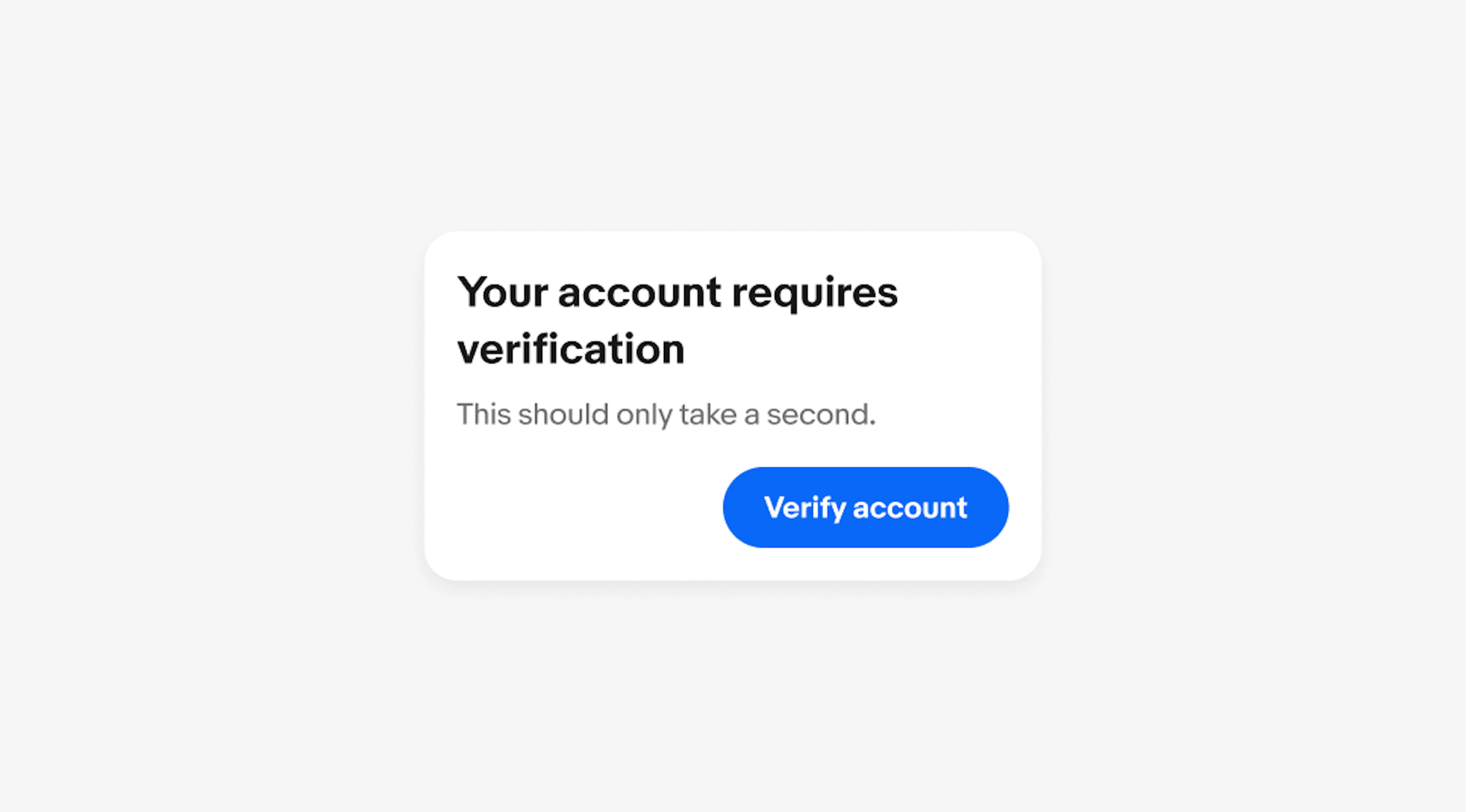 Button positioned along the trailing edge of the dialog box reading, "verify account". 