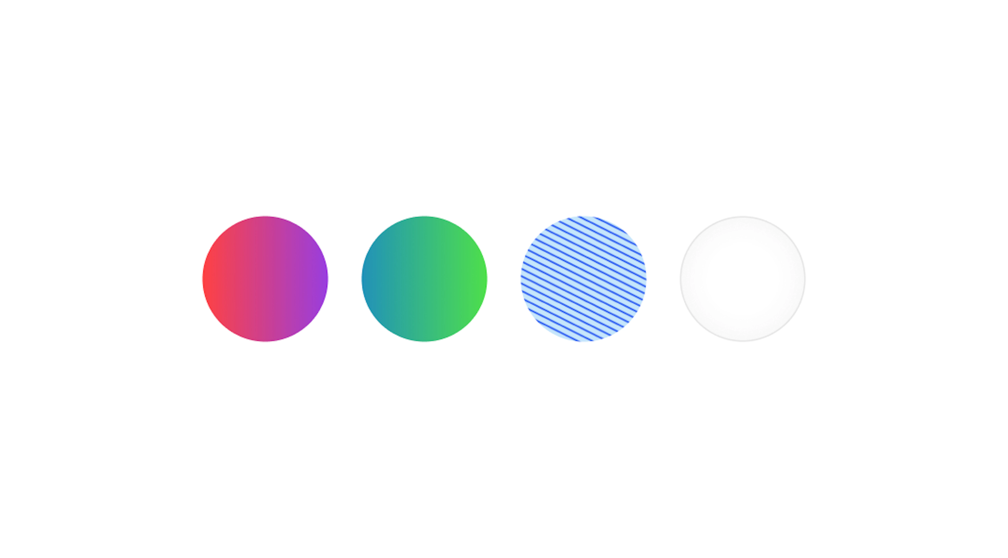 Four color swatches in a row including gradients, patterns, and scrims.