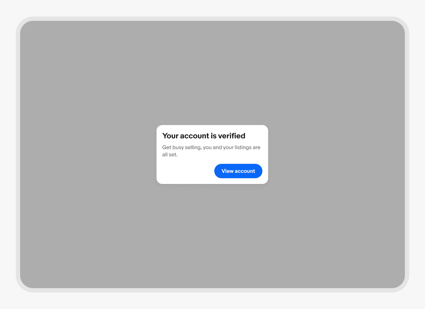 Alert dialog centered on large screen.