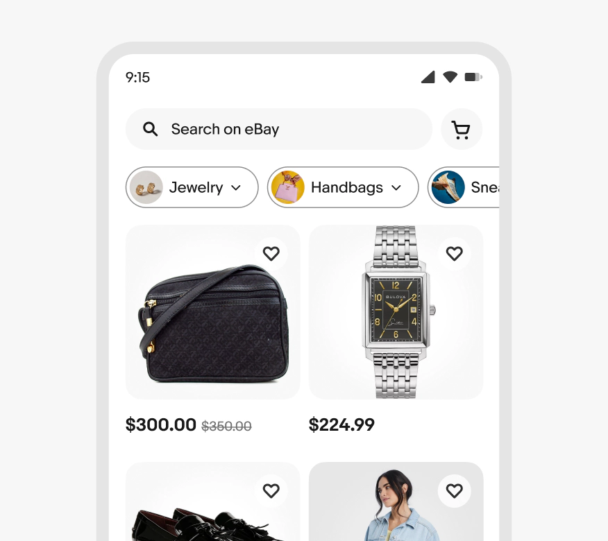 Home page on a mobile screen with several expressive filter chips with dropdown chevrons.