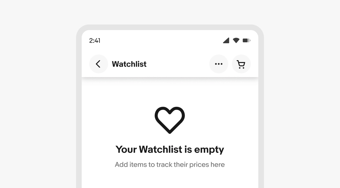 Watchlist screen showing an empty watchlist state.