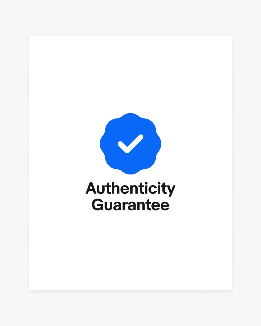 A center-aligned Authenticity Guarantee badge lockup.