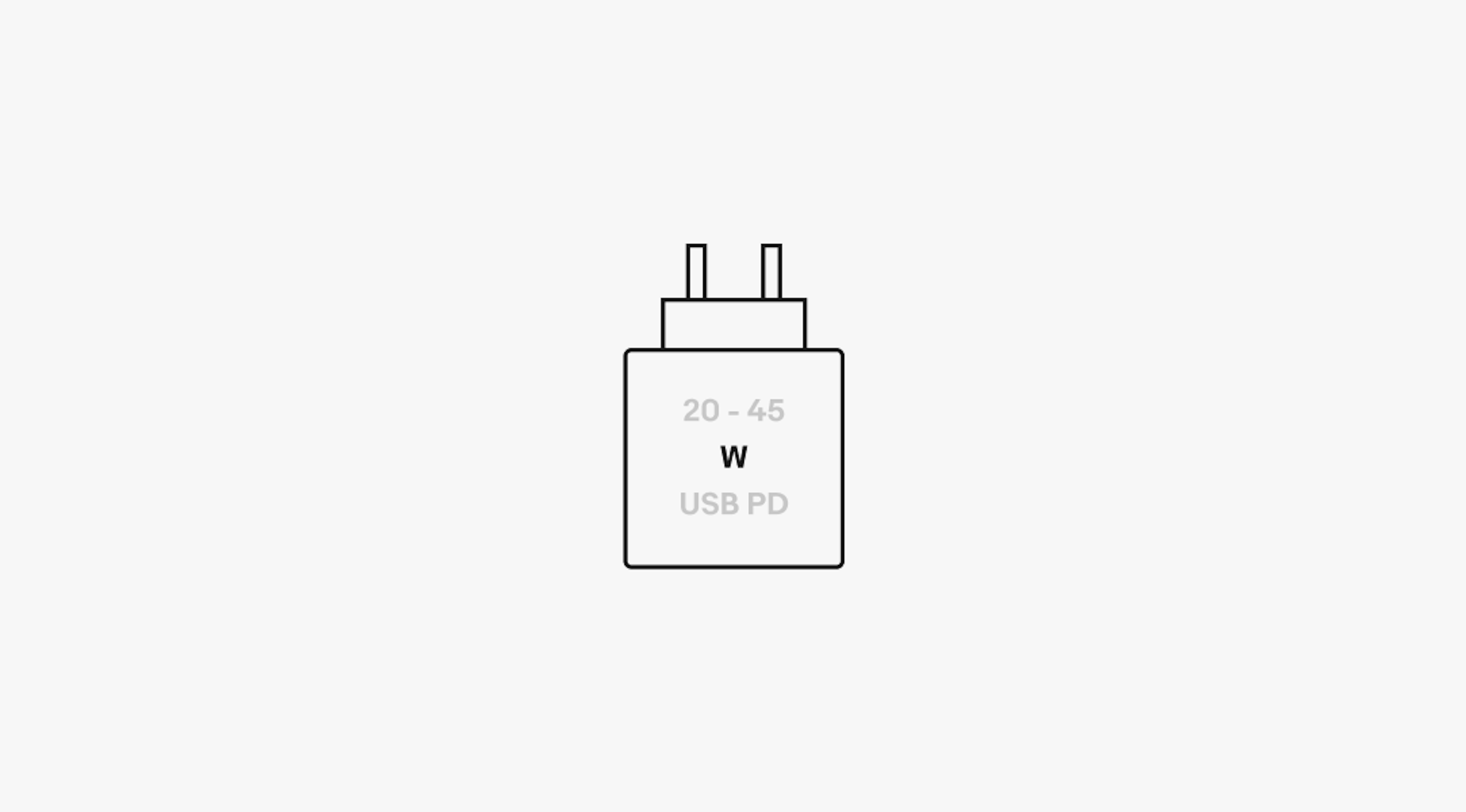 A single CCD charger detail pictogram. The wattage indicator is in the middle marked with “W”.