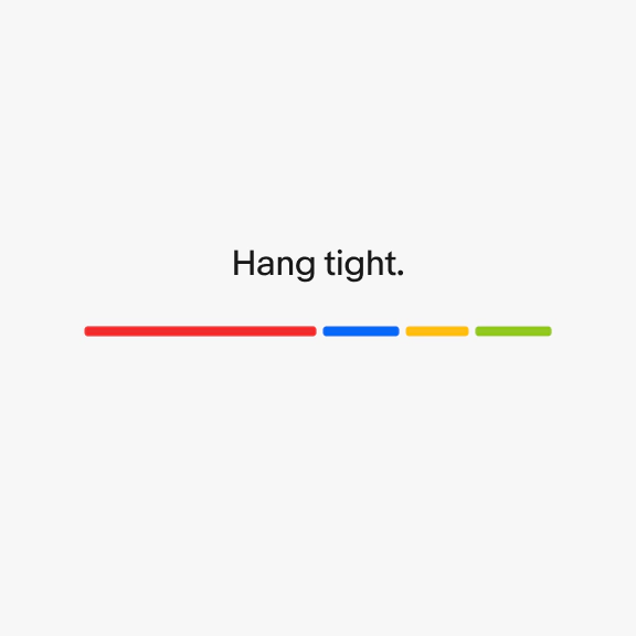 An expressive loader with the line of text ‘Hang tight.’