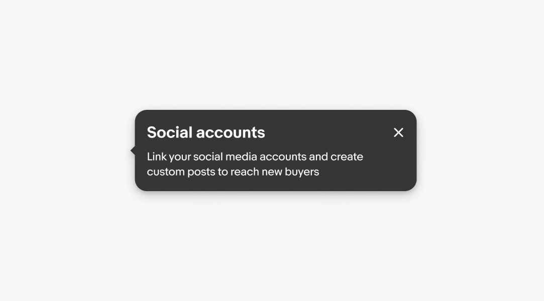 A tourtip with a ‘Social accounts’ title.