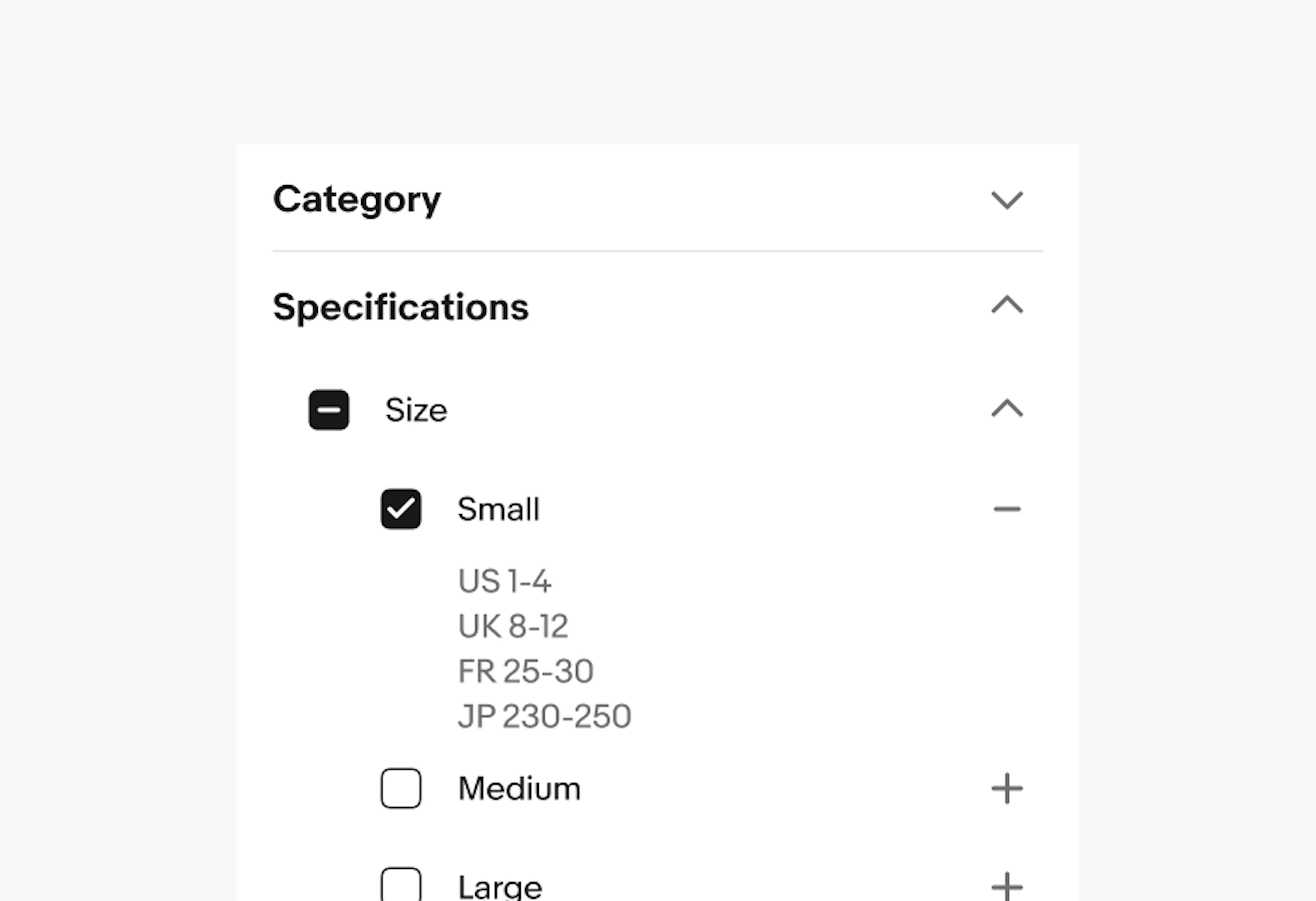 Accordion row containing complex nested sub sections