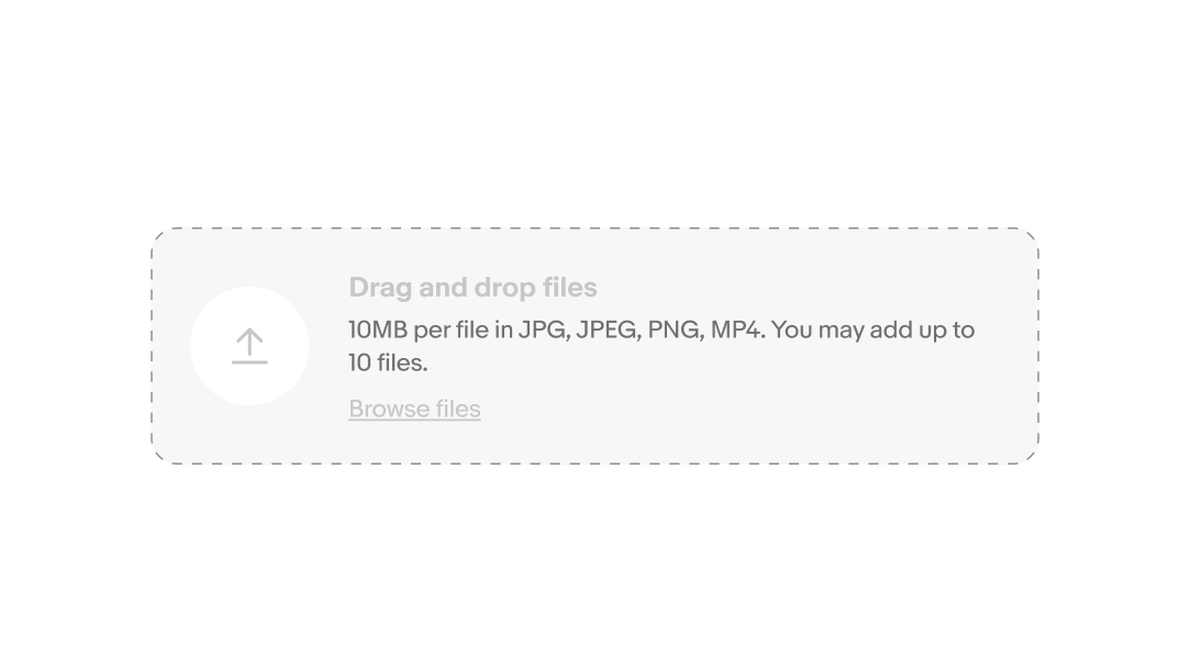 Example of a File input field with file guidelines.