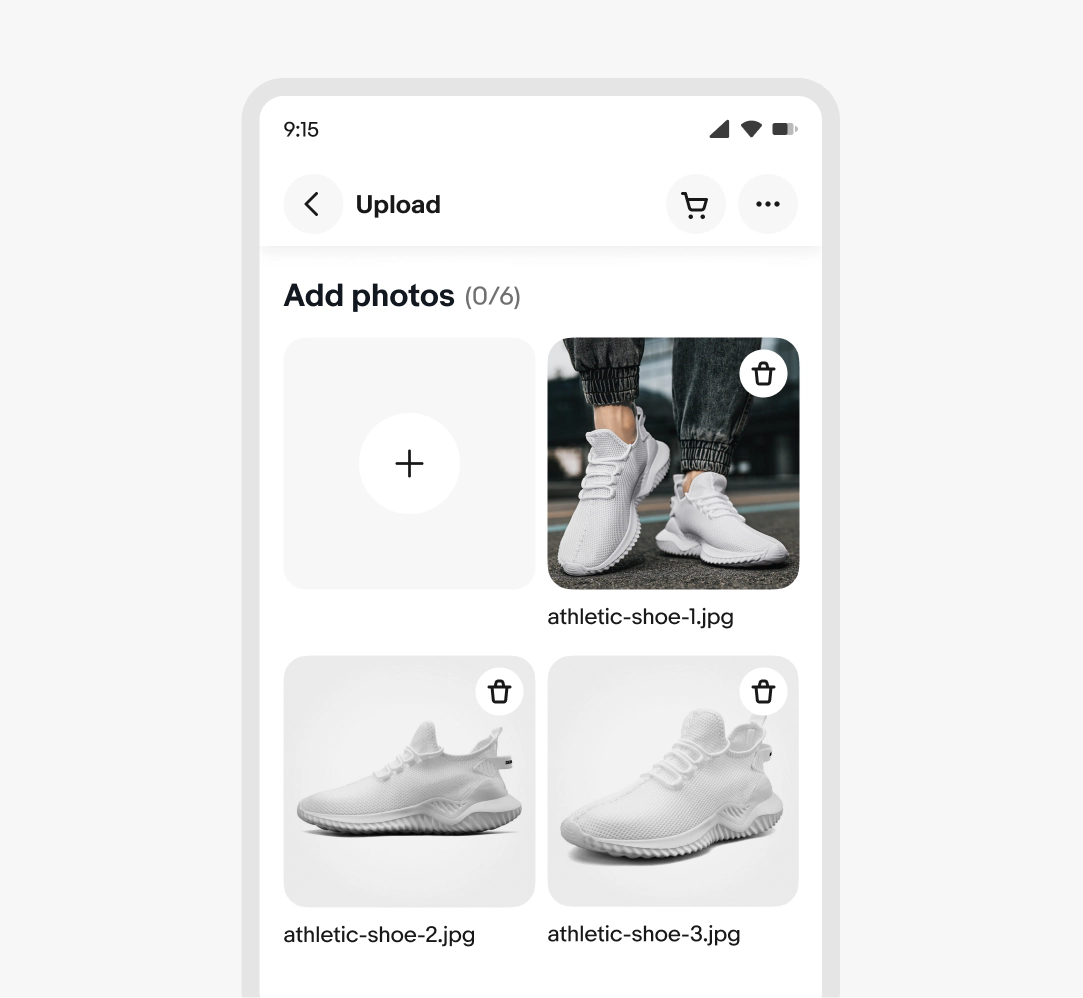 An example of File preview cards with file names placed under each photo.