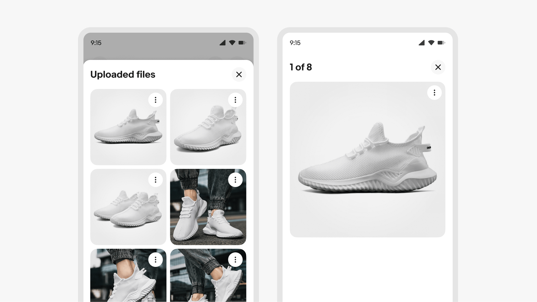 An example of a File gAn example of File preview cards next to an example of an image preview from the gallery.llery next to an example of an image preview from the gallery.