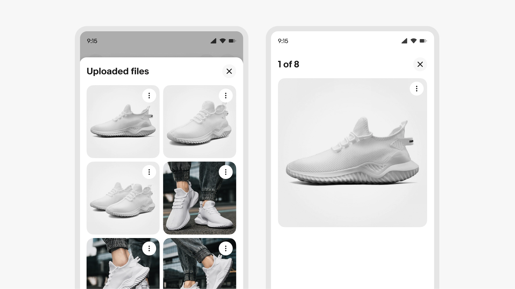 An example of a File gAn example of File preview cards next to an example of an image preview from the gallery.llery next to an example of an image preview from the gallery.