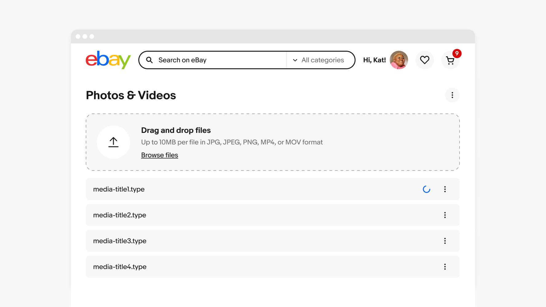 Example of a desktop web file upload with multiple file list stacked.