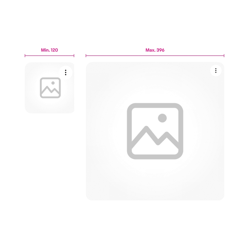 Min and max-width image containers. The Min is 120px and the Max is 396px.