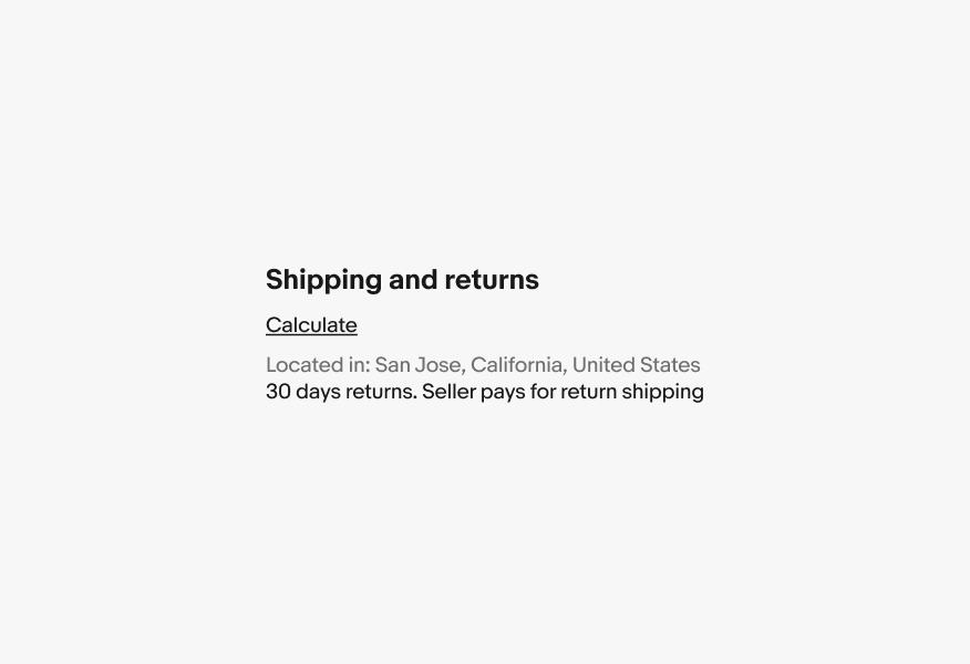 A heading for Shipping and returns followed by a Link button correctly labeled for its action, “Calculate”.