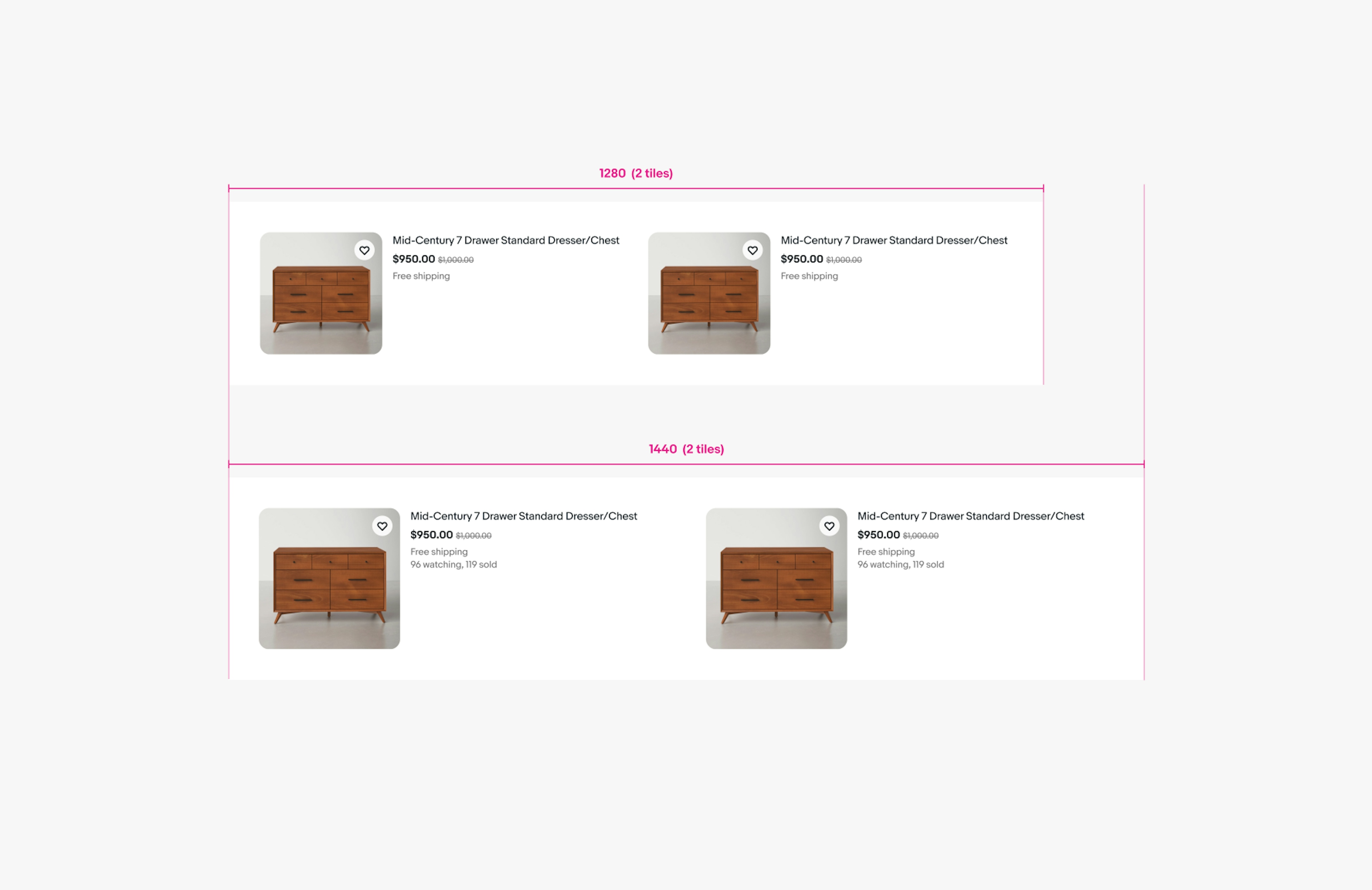 Large screen list grid layouts with 2 item tiles each.