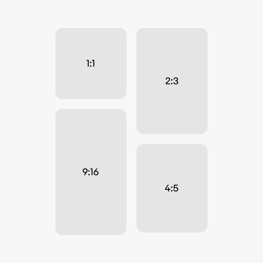 The four approved ratios. They are 1:1, 2:3, 16:9, and 4:5.