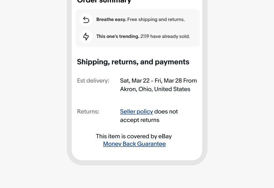 An order details page with legal text followed by a legal link for “Policies” inline with the paragraph incorrectly styled with a light color.