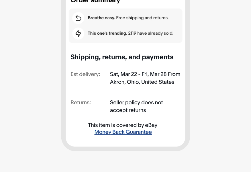 An order details page with legal text followed by a legal link for “Policies” inline with the paragraph styled correctly.