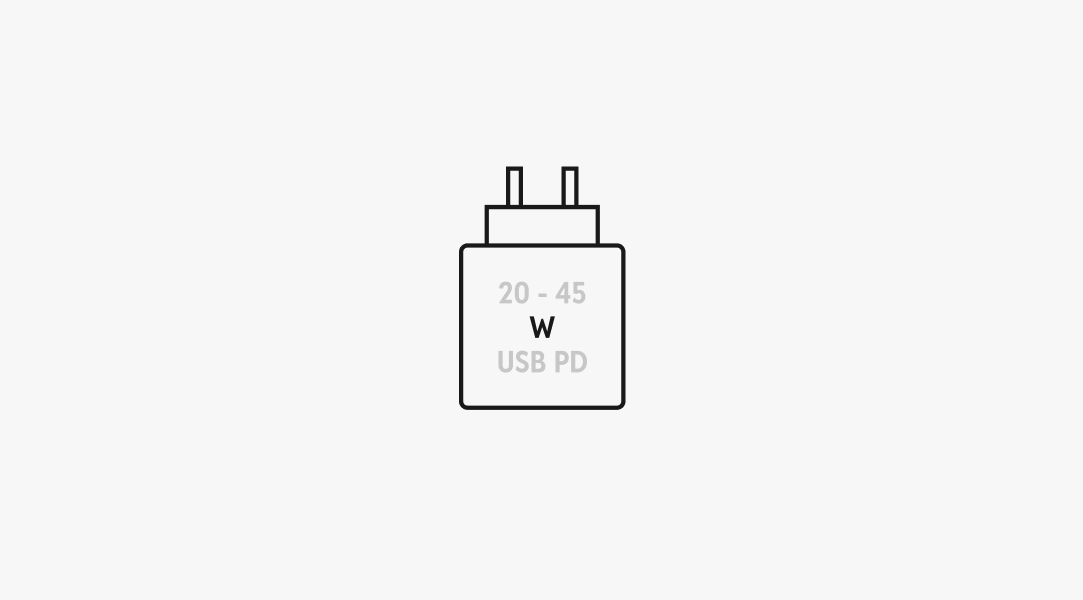 A single CCD charger detail pictogram. The wattage indicator is in the middle marked with “W”.
