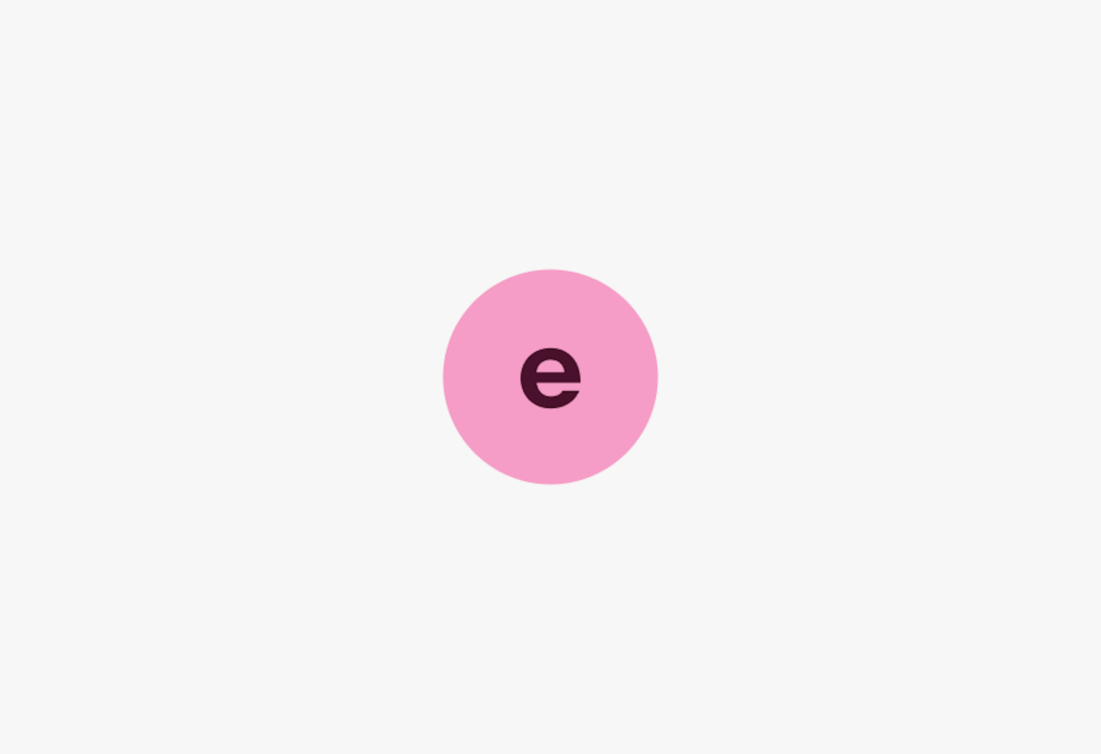 A dynamic pink avatar with a lowercase “e”.