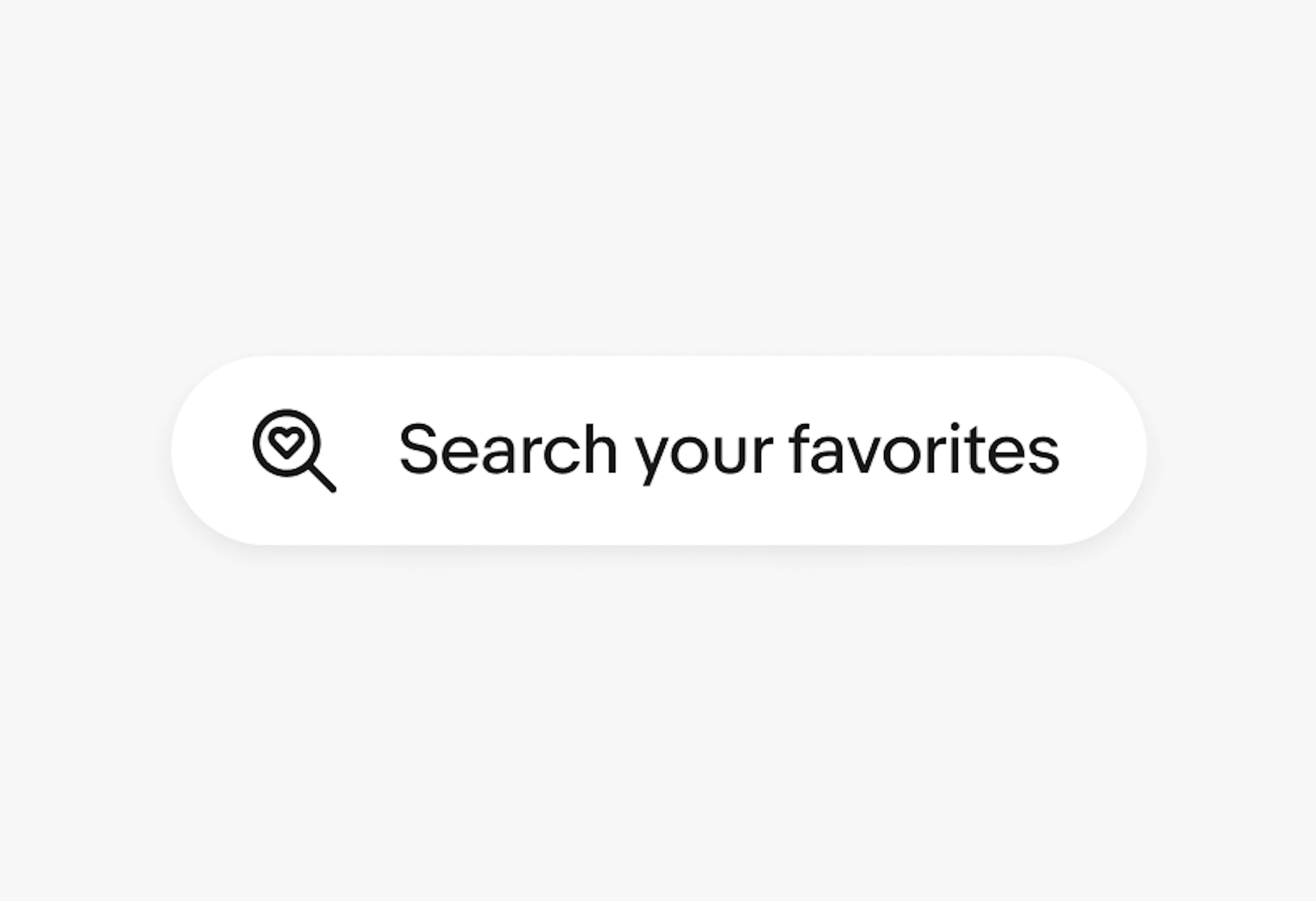 A search input with a search icon and placeholder text. This search icon has a heart icon inside of it.