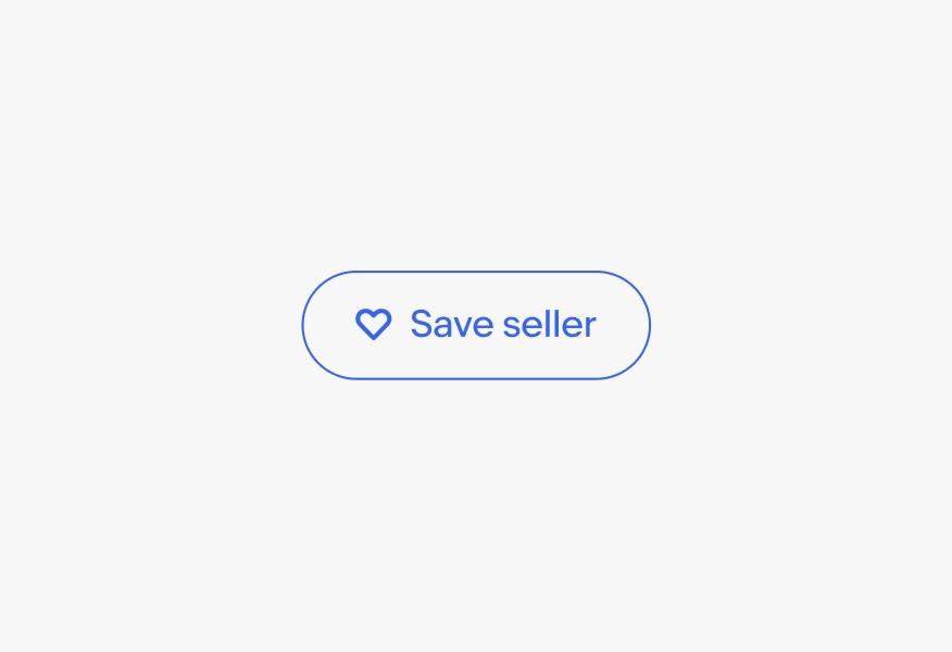 A button with an icon and text inside. The icon is a heart and the text is “Save seller”.