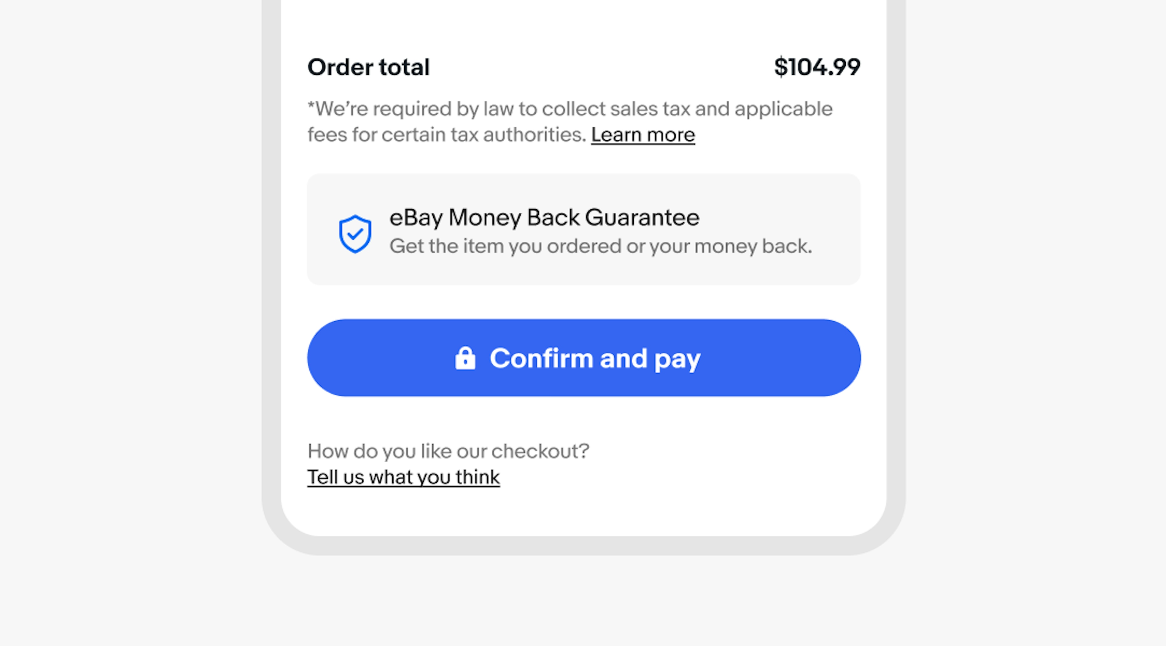 A blue eBay Money Back Guarantee program icon next to stacked type. The name of the program is on top with support text under it.