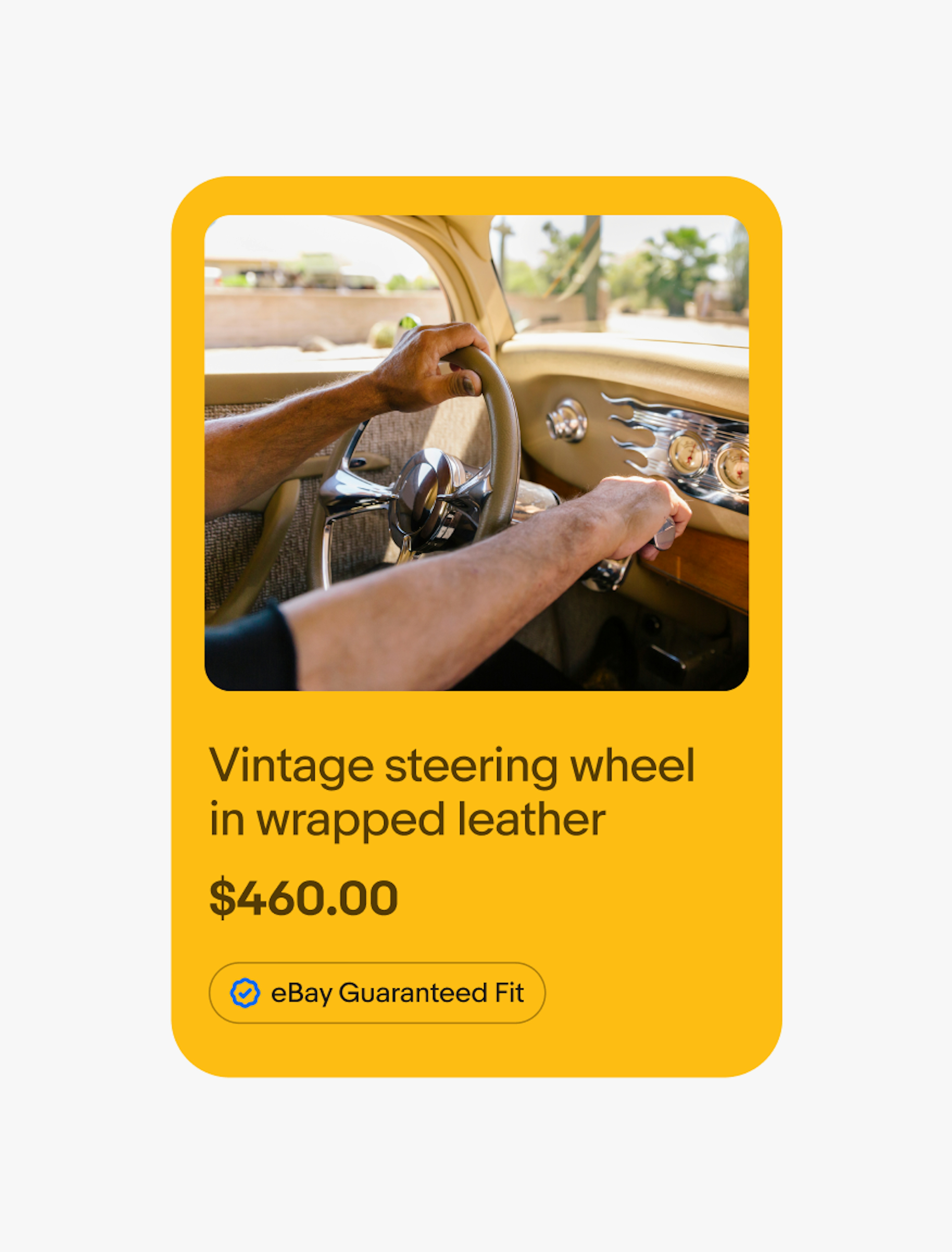 A vibrant yellow tone-on-tone layout with a program badge in blue.