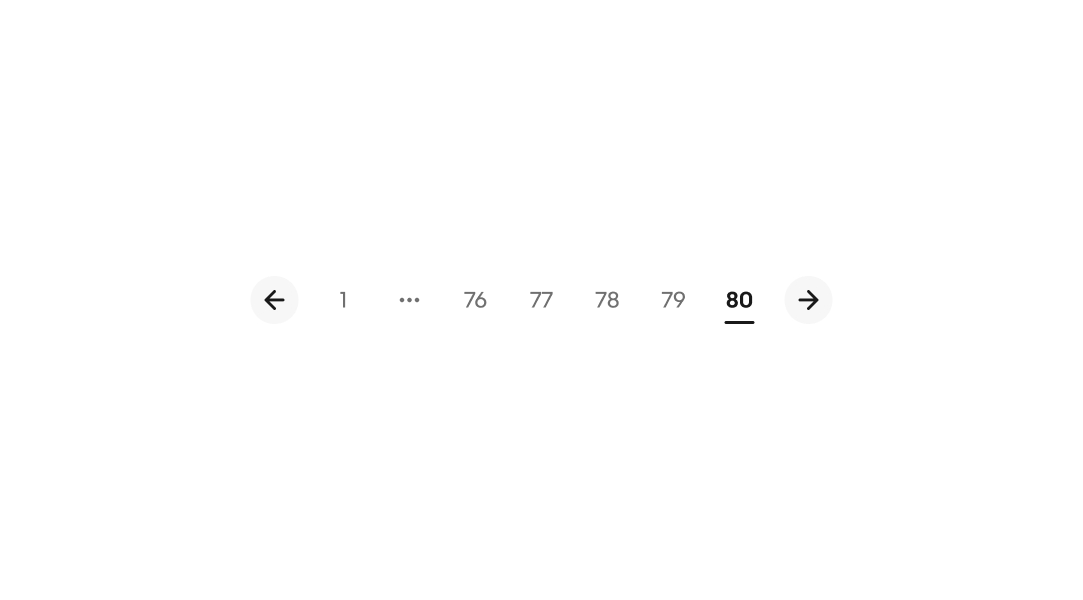Pagination interface showing page numbers 76 to 80 with the current page 80 highlighted, and arrows for navigating to previous or next pages.