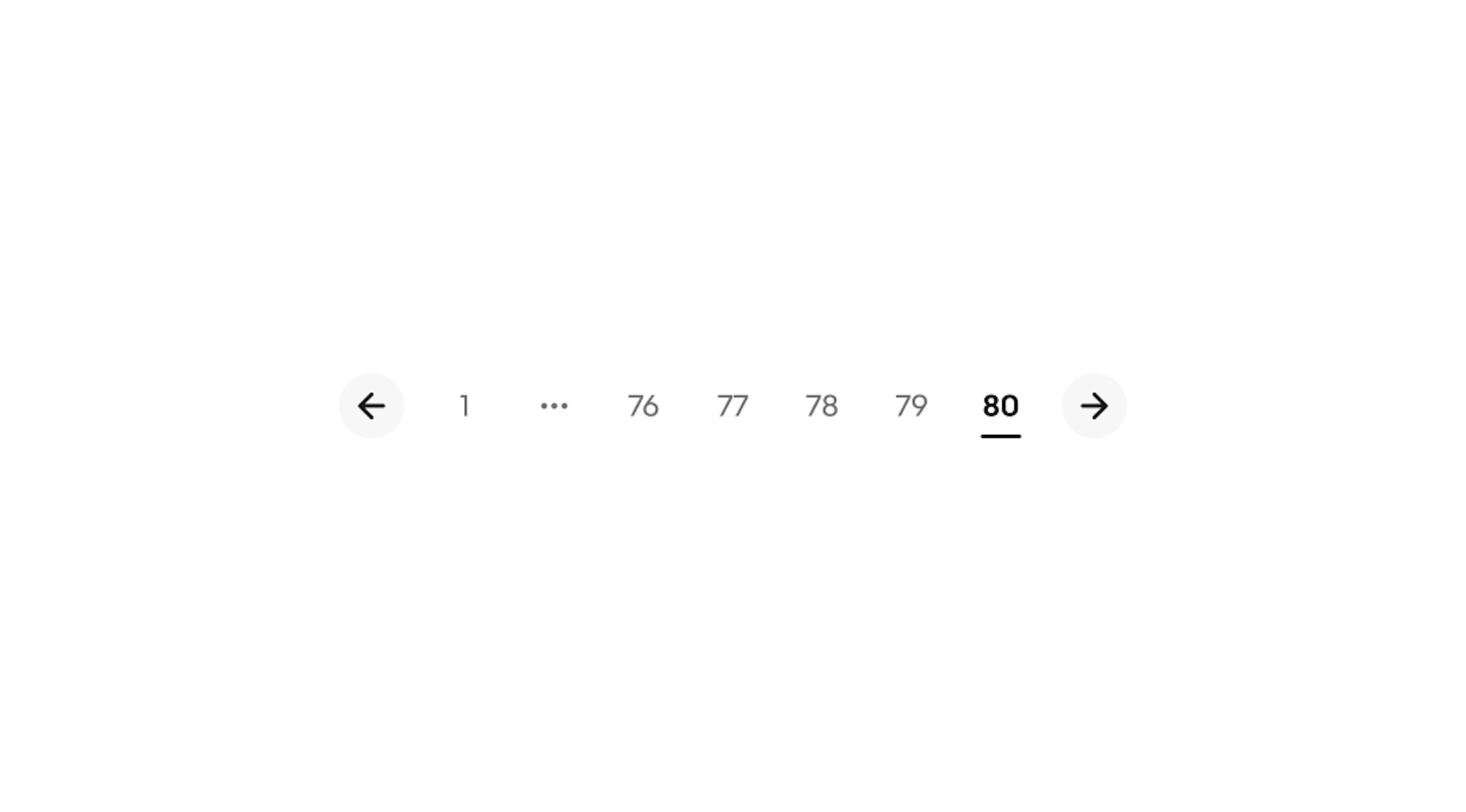 Pagination interface showing page numbers 76 to 80 with the current page 80 highlighted, and arrows for navigating to previous or next pages.