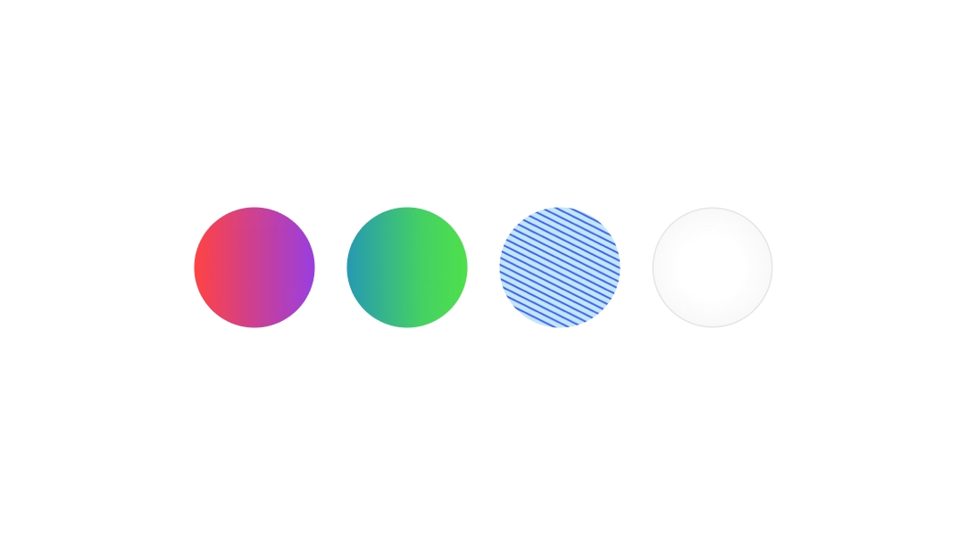 Four color swatches in a row including gradients, patterns, and scrims.