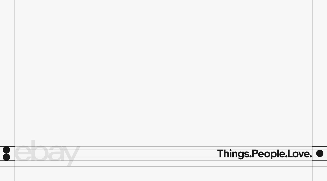 A graphic with guidelines showing the minimum tagline size to the right of the logo.