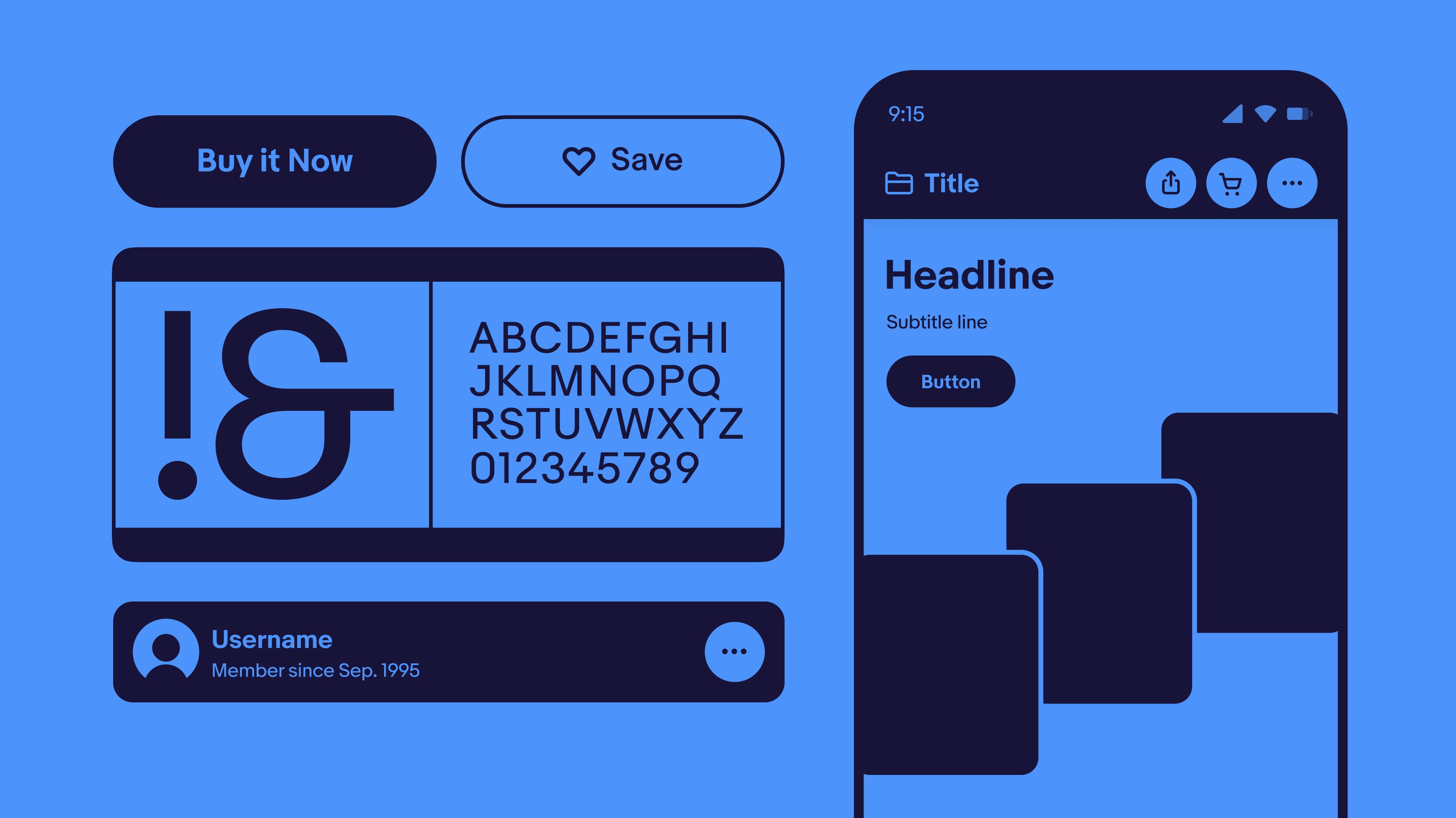 A stylized graphic representation of UI elements in a blue color theme.