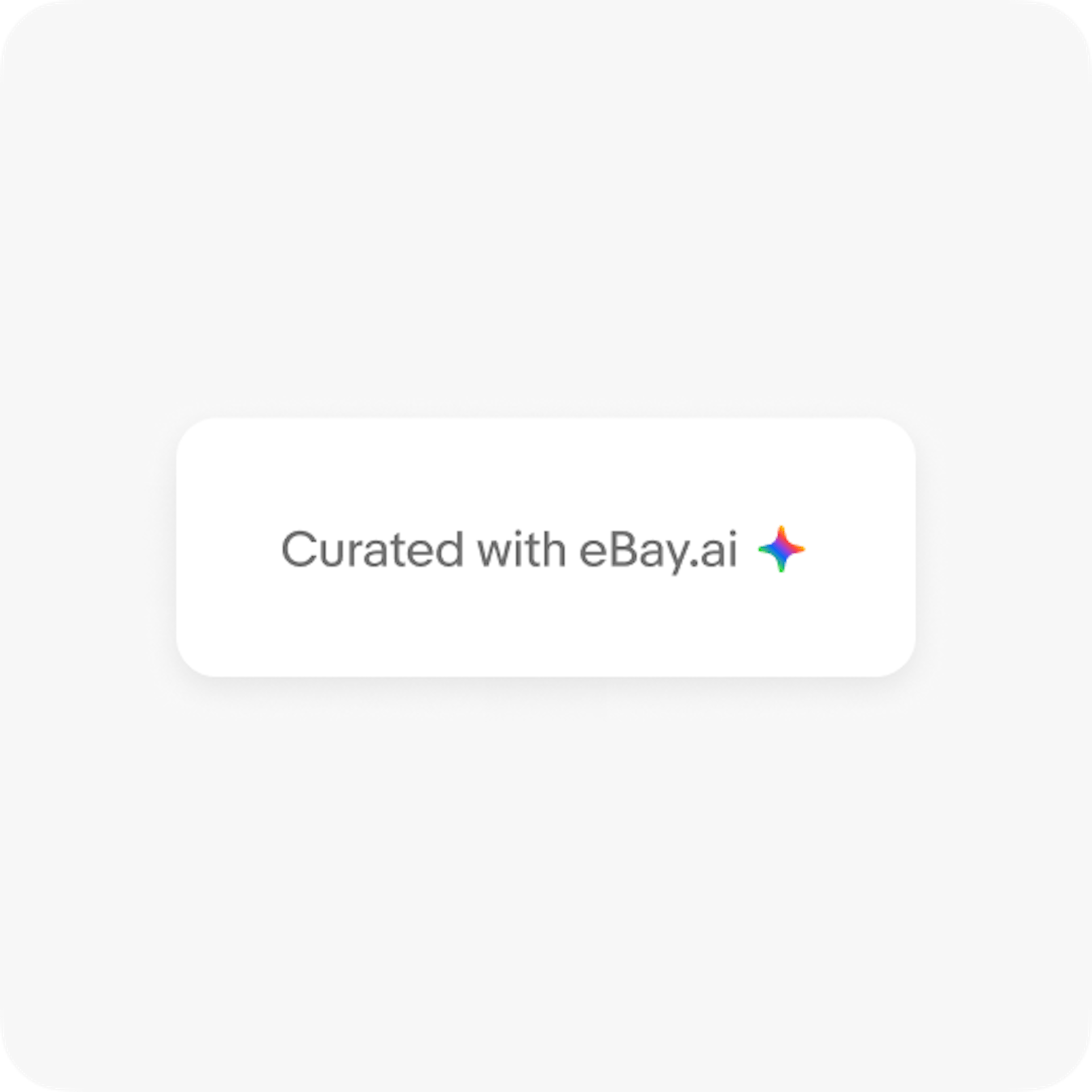 Example of a label that says “Curated with eBay.ai” followed by the full spectrum icon in color.