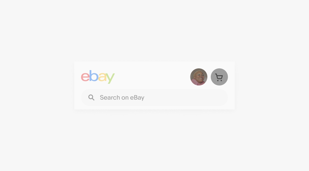 A mobile web top navigation bar with an avatar and icon button next to each other with pink circles highlighting each as circles.