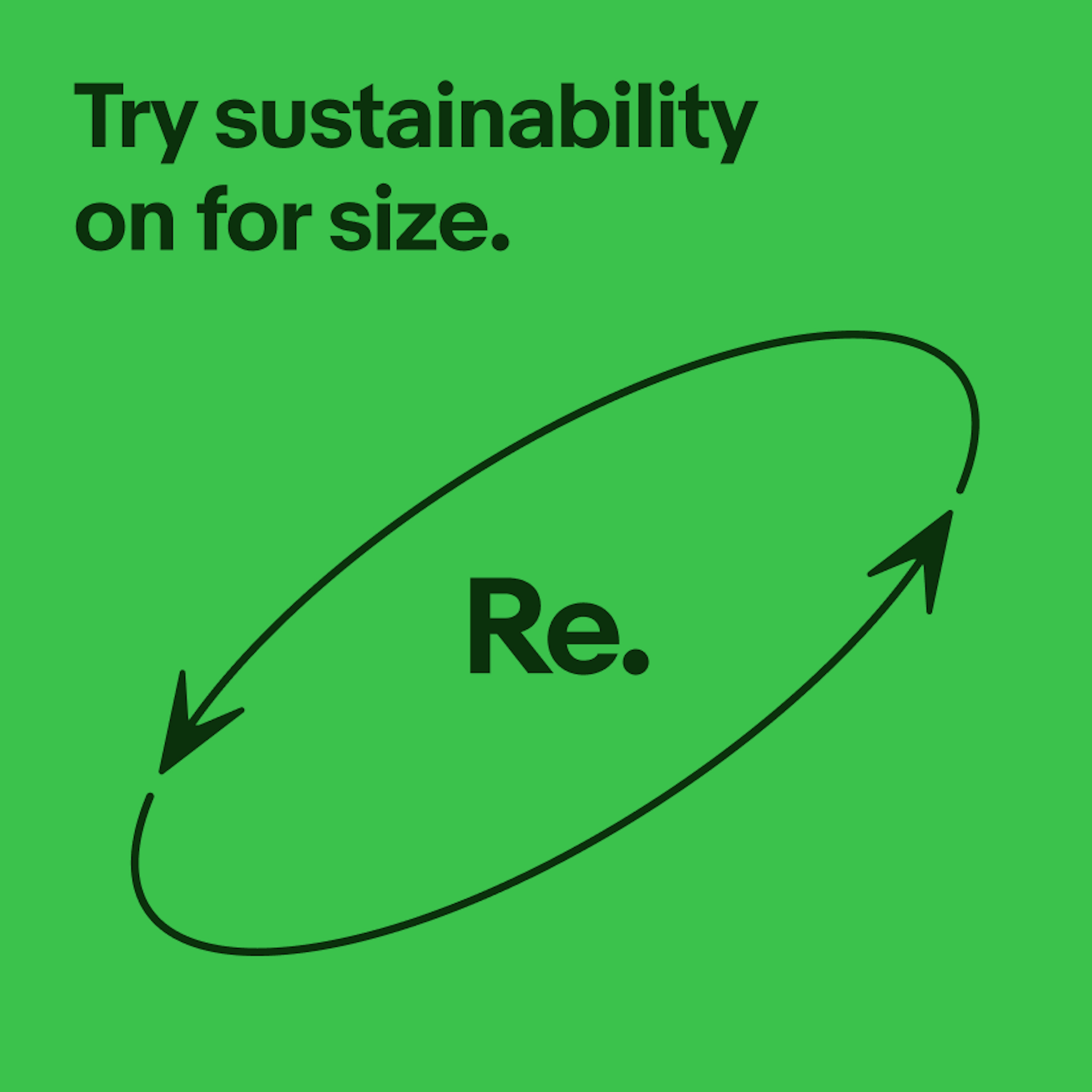 A sustainability graphic with text and arrows. The foreground color is dark green, while the background color is a lighter green.