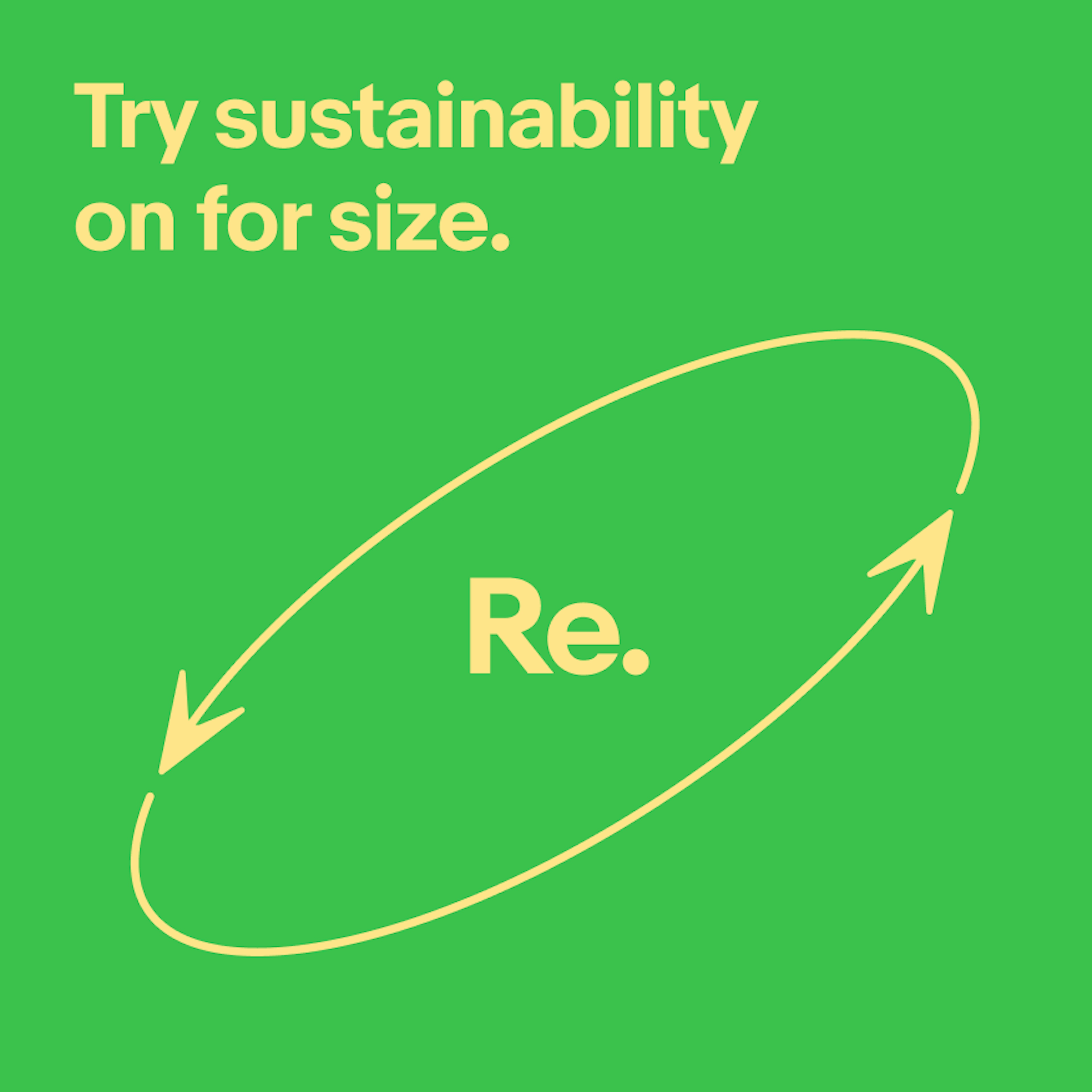 A sustainability graphic with text and arrows. The foreground color is a light yellow, while the background color is a light green.