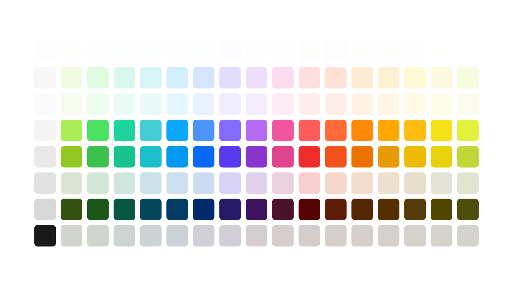 Subset of full color palette, mostly middle tones and dark tones