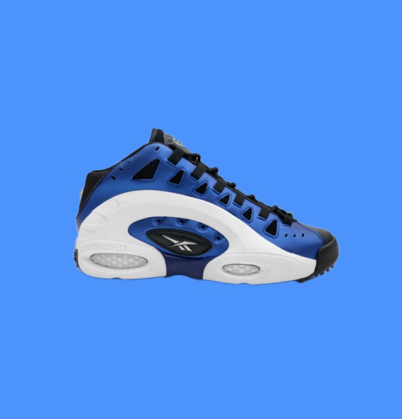 A masked image of a Reebok ES22 Club Blue sneaker on top of a blue background.